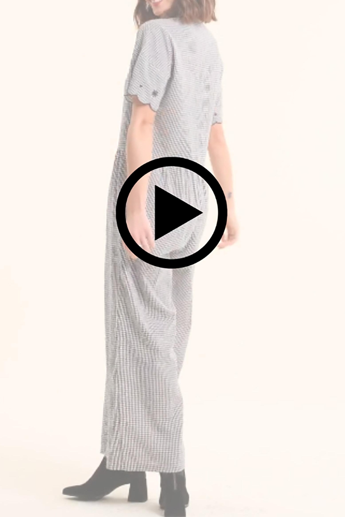 GINGHAM PATTERN TROUSER SUIT WITH EMBROIDERY ECRU 4