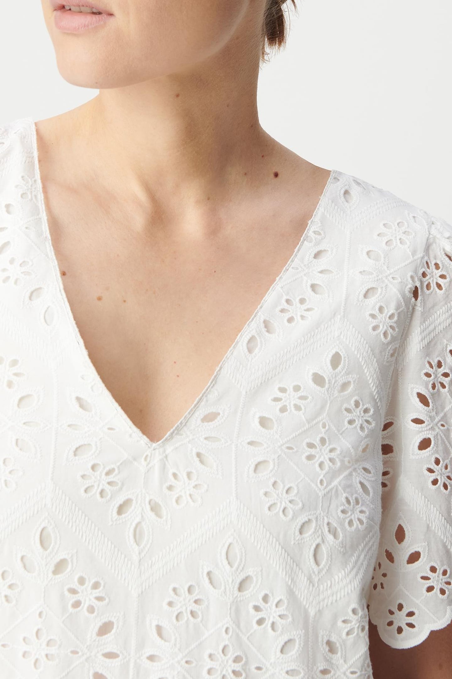 WHITE DRESS IN ORGANIC COTTON WITH BRODERIE ANGLAISE 7