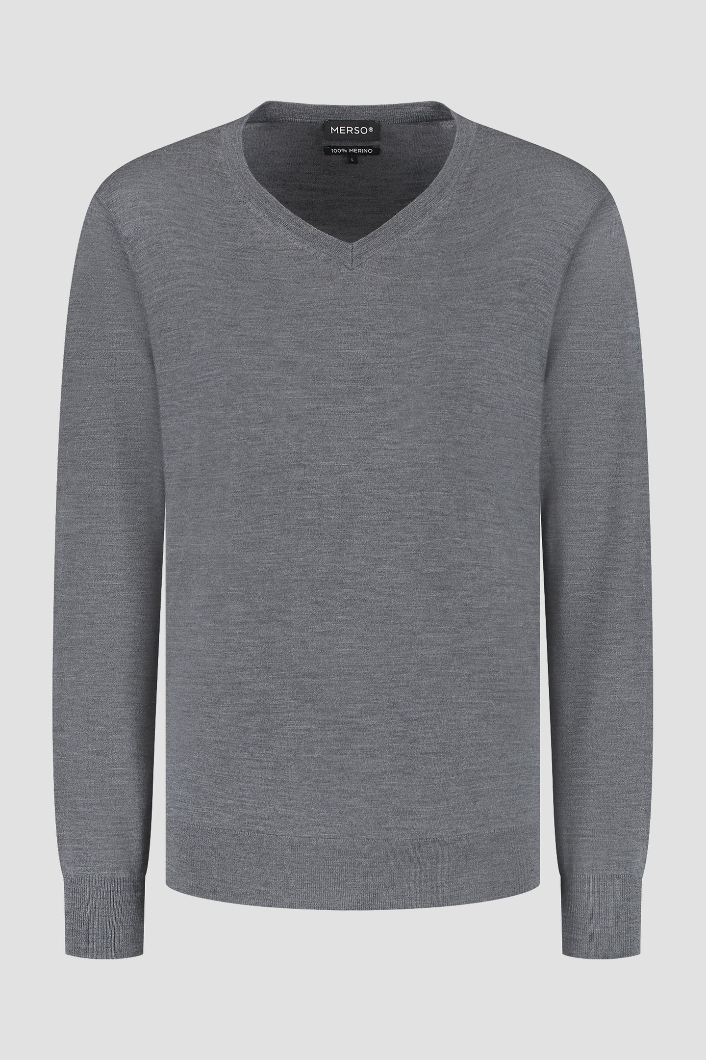 V-NECK 100% MERINO STORM GREY 2