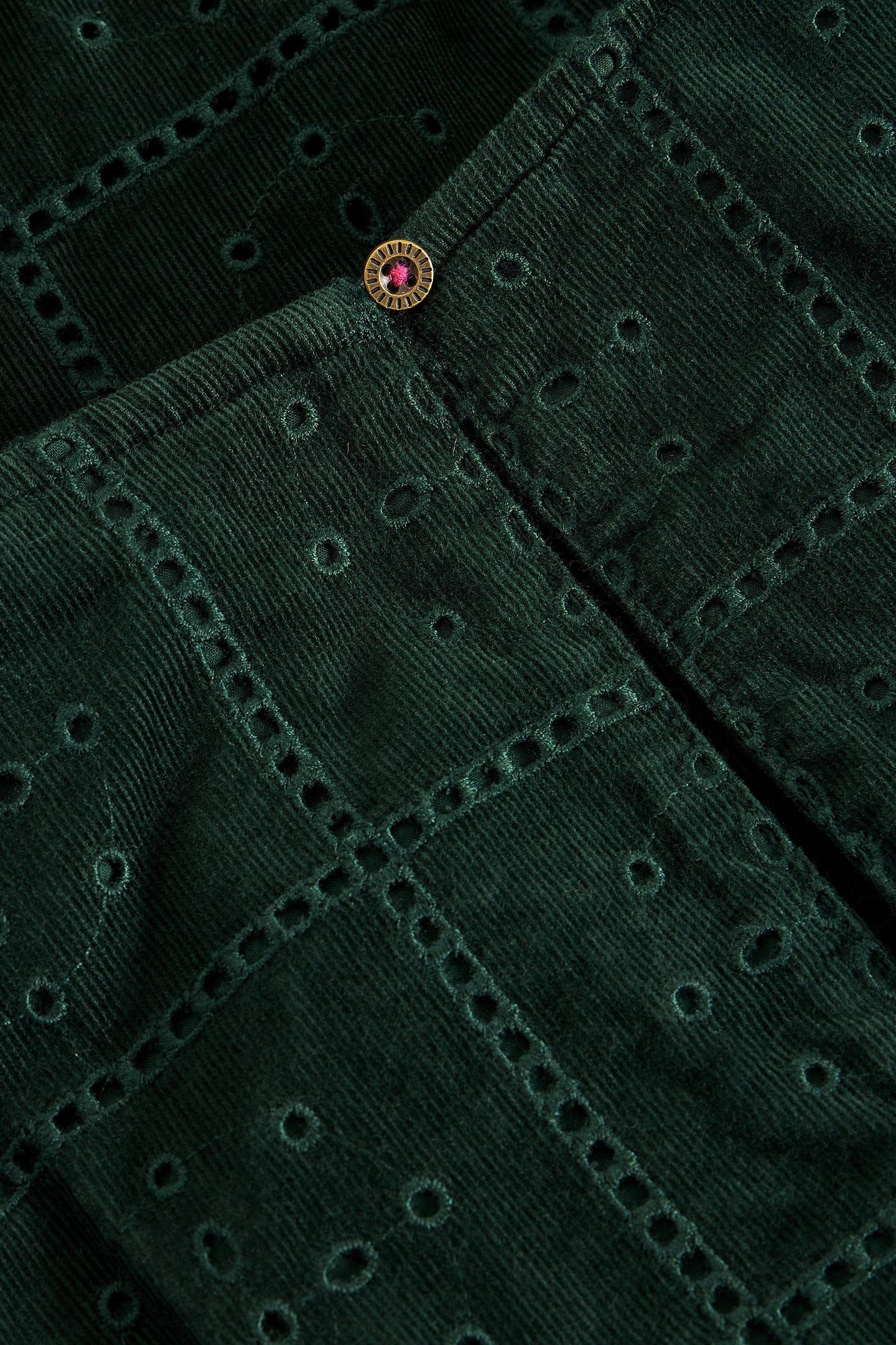 LUCY EMBROIDERED CORD DRESS DARK GREEN 5