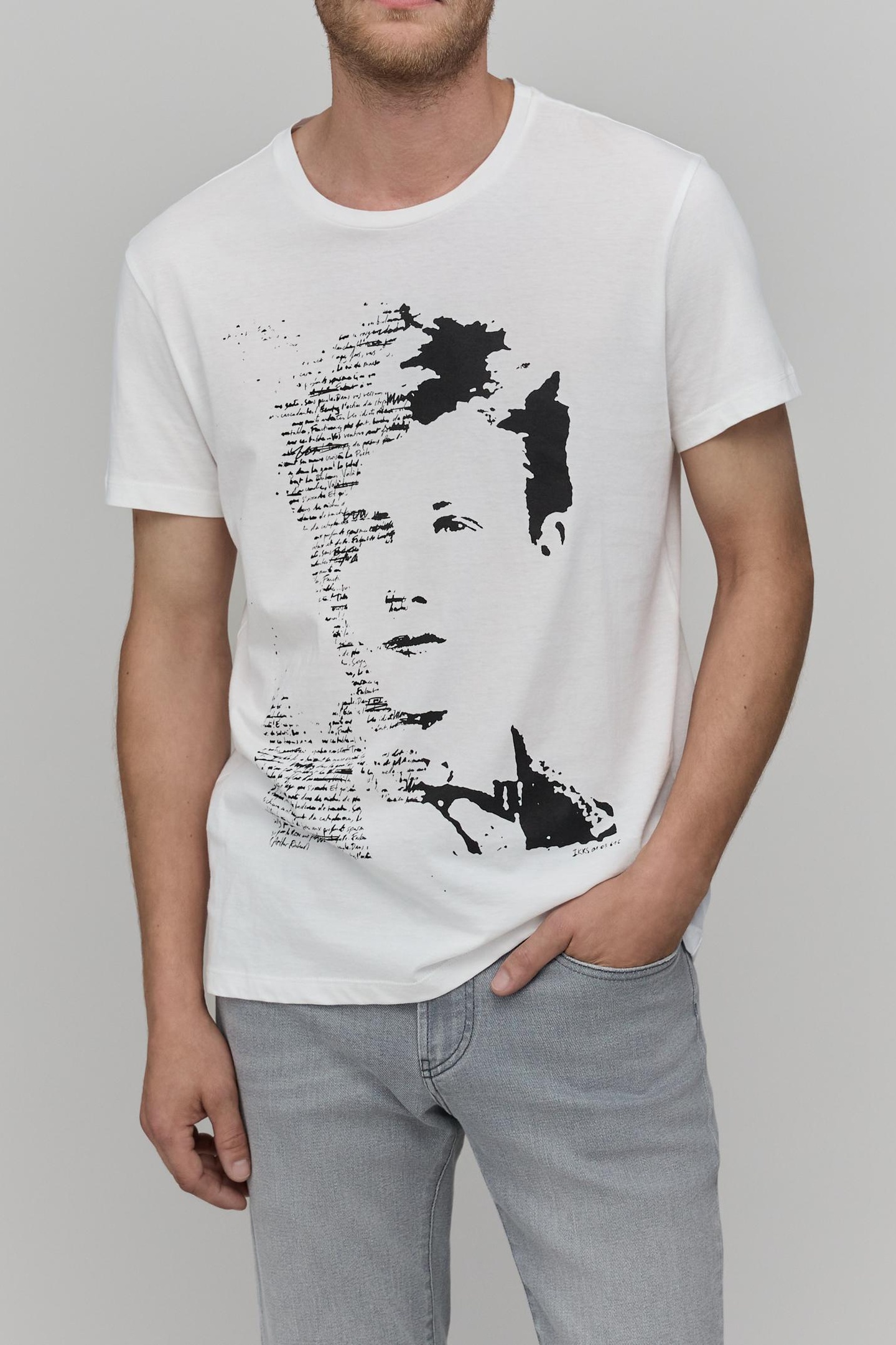 WHITE ORGANIC COTTON VISUAL ARTY ROCK FACE T-SHIRT 2