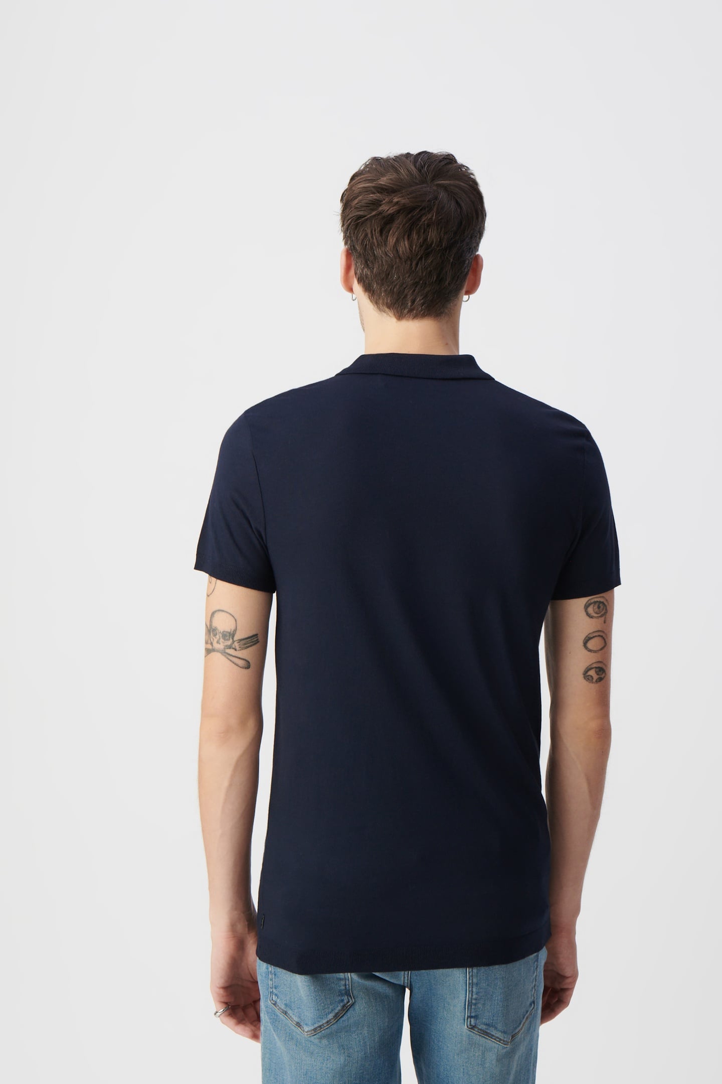 NAVY MODAL COTTON POLO SHIRT 3