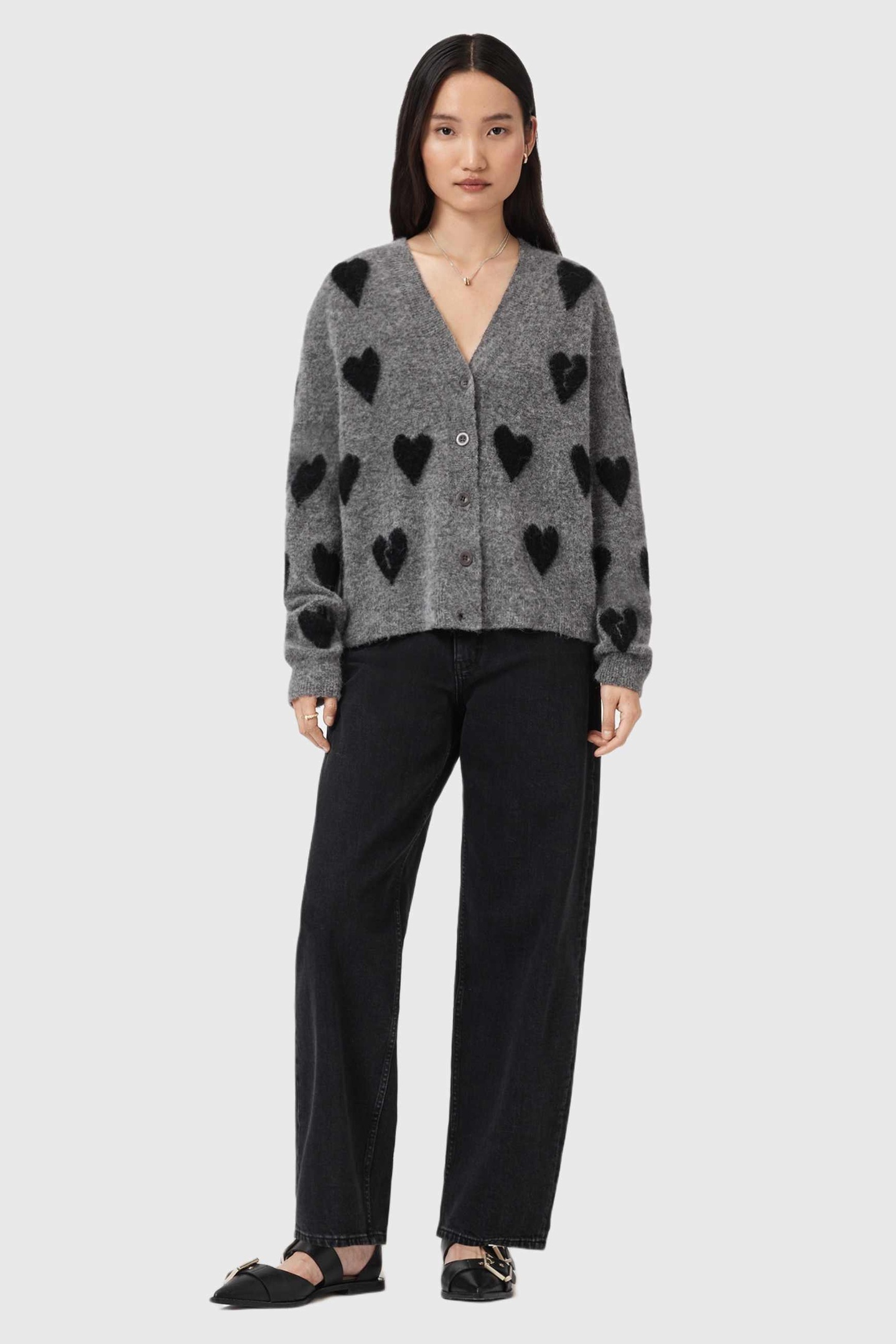 AMORA CARDIGAN GREY/BLACK 2