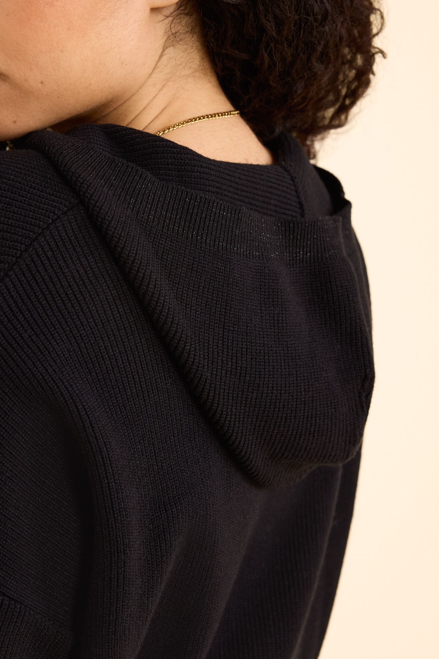 BLACK KNITTED HOODED CARDIGAN BLACK 9