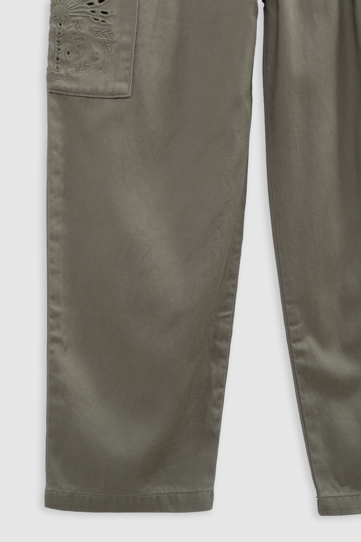 BATTLE KHAKI EMBROIDERED CARGO PANTS 4