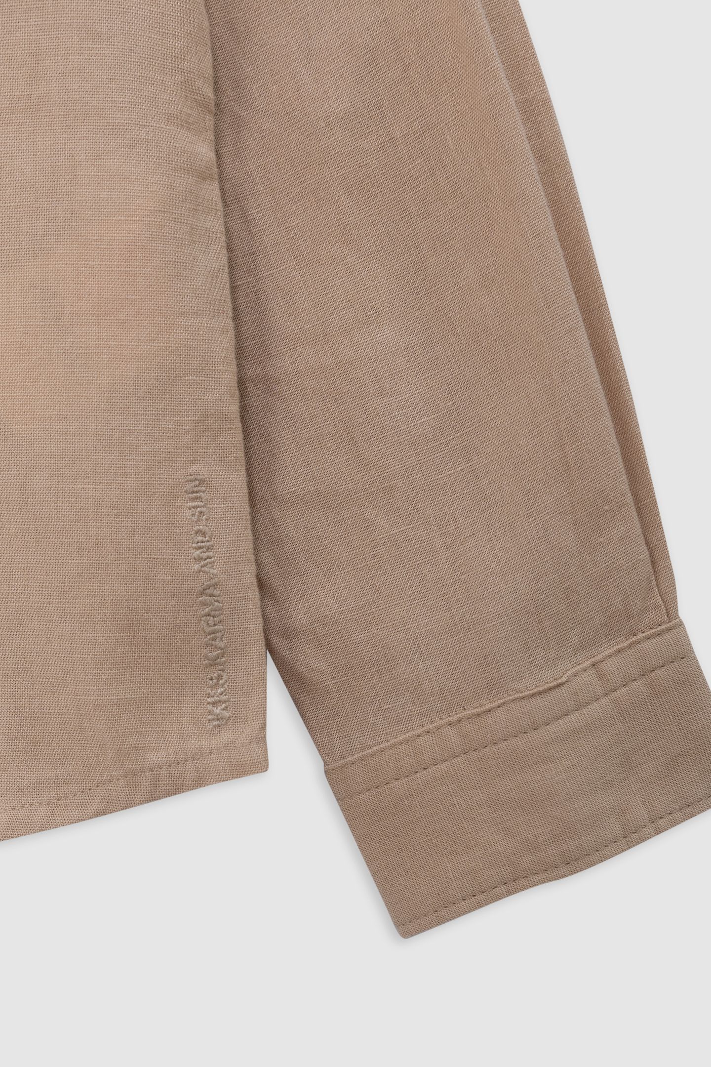 BEIGE COTTON AND LINEN MIX SHIRT 5