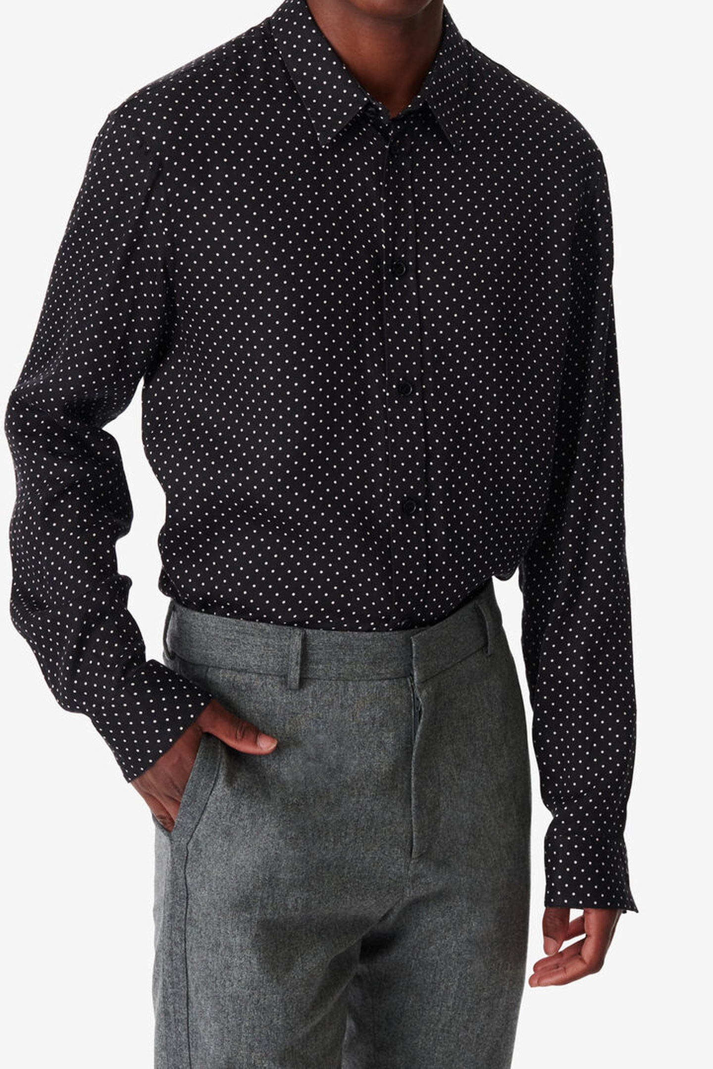 LOMMI SHIRT BLACK/OFFWHITE SMALL DOTS 1