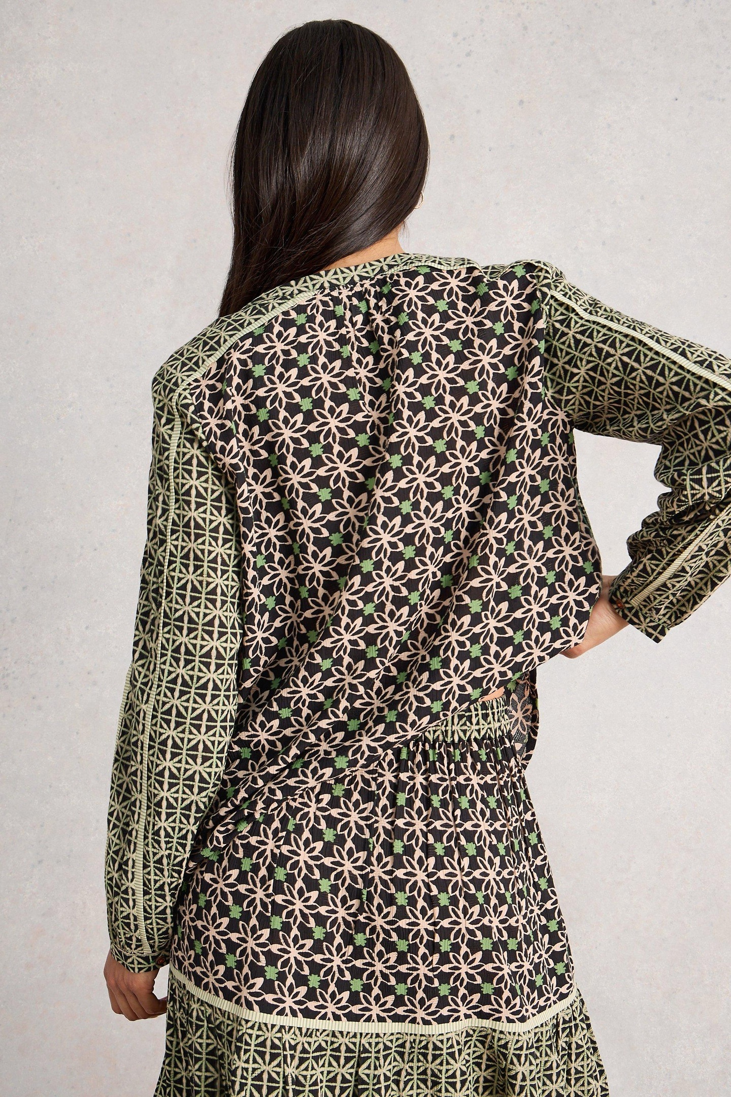 MABEL MIXED PRINT TOP BLACK MULTI 2