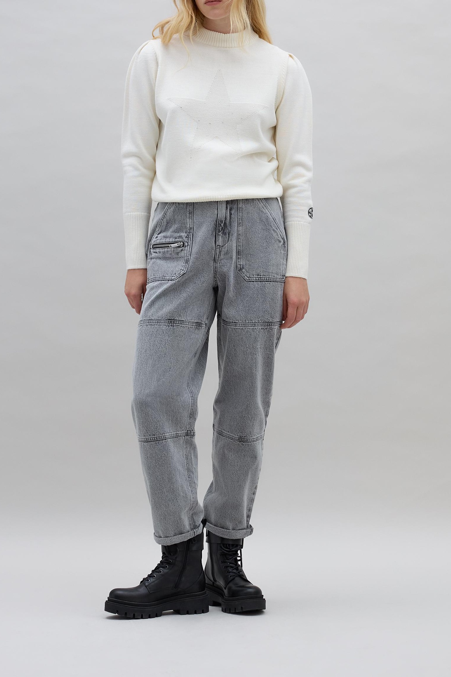 ECRU STAR KNIT SWEATER IKKS X DUVILLARD WOMAN 1