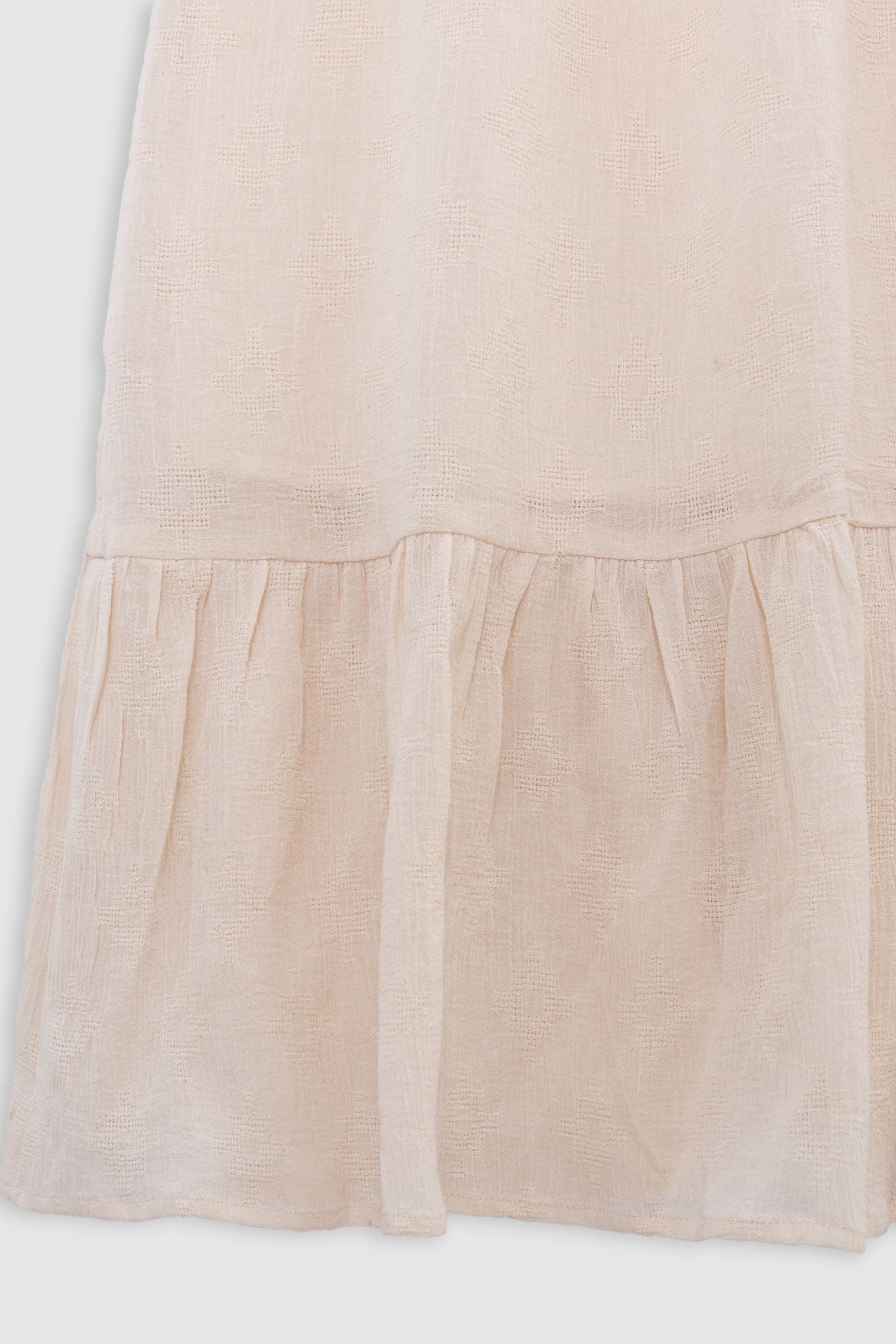 LONG ECRU DRESS WITH ELASTICATED NECKLINE 4