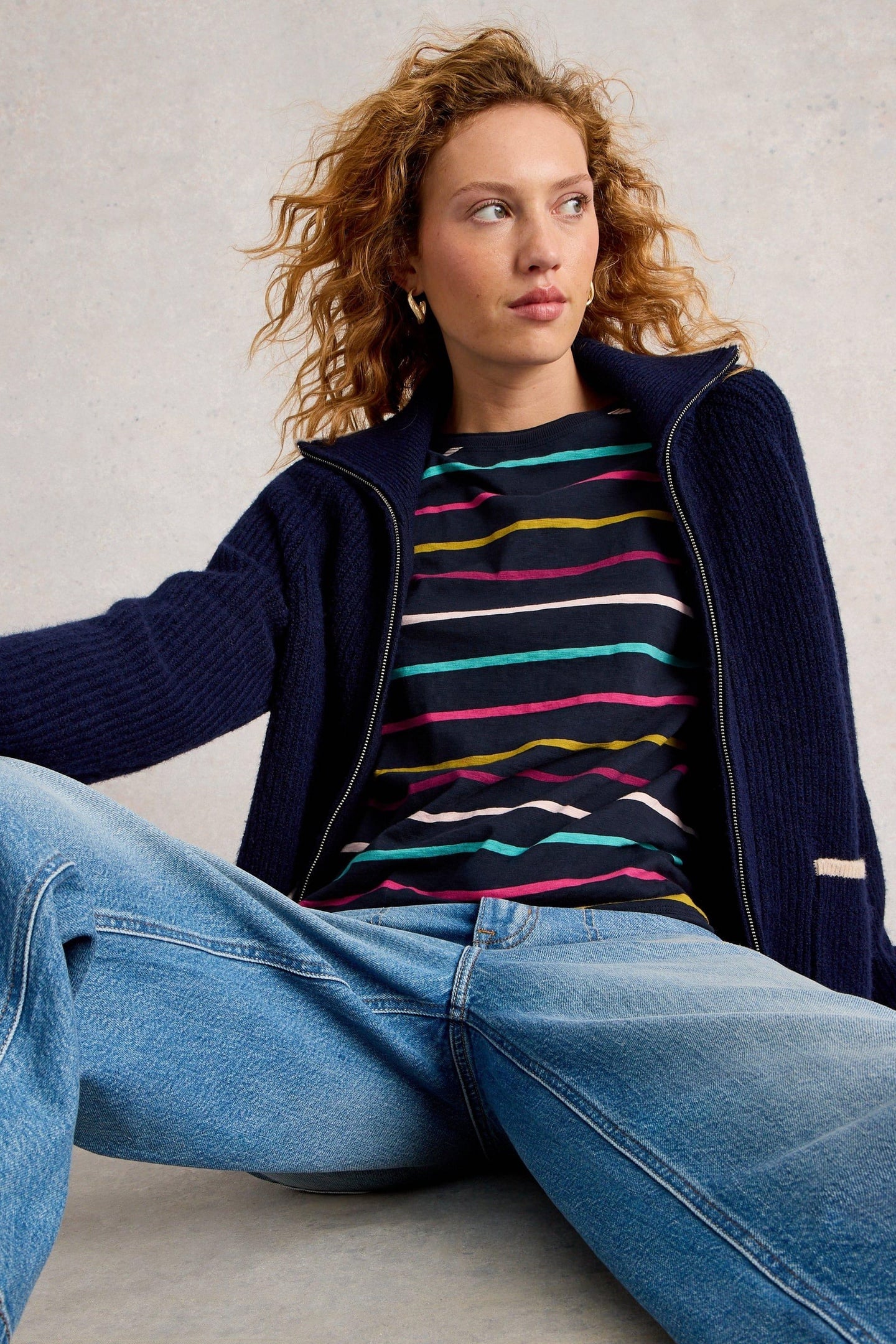 CLARA STRIPE LS TEE NAVY MULTI 4