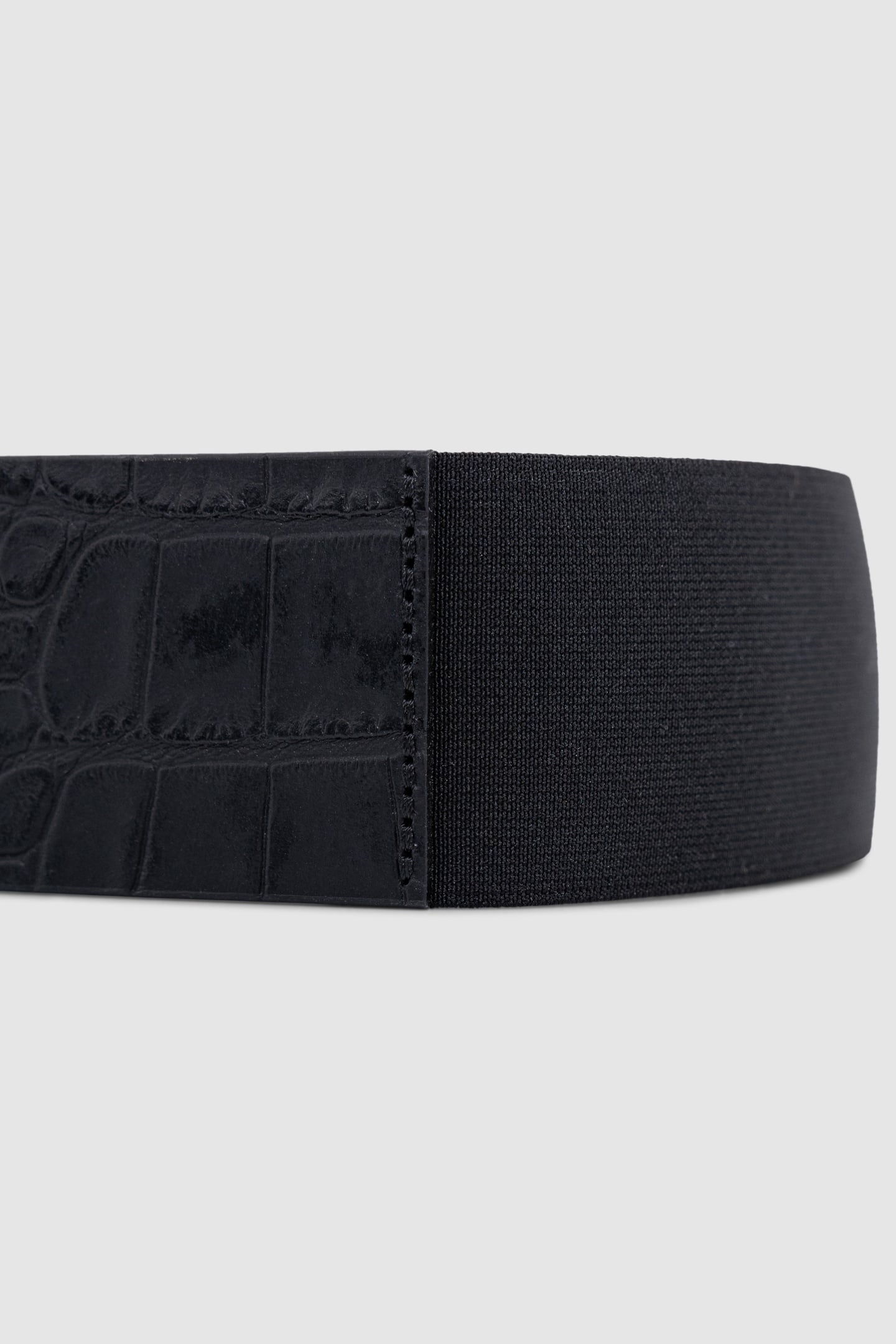 CROC-EMBOSSED LEATHER BLACK DRESS BELT 3