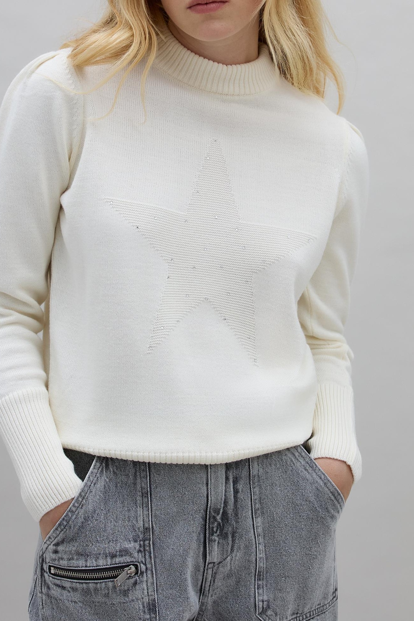 ECRU STAR KNIT SWEATER IKKS X DUVILLARD WOMAN 2