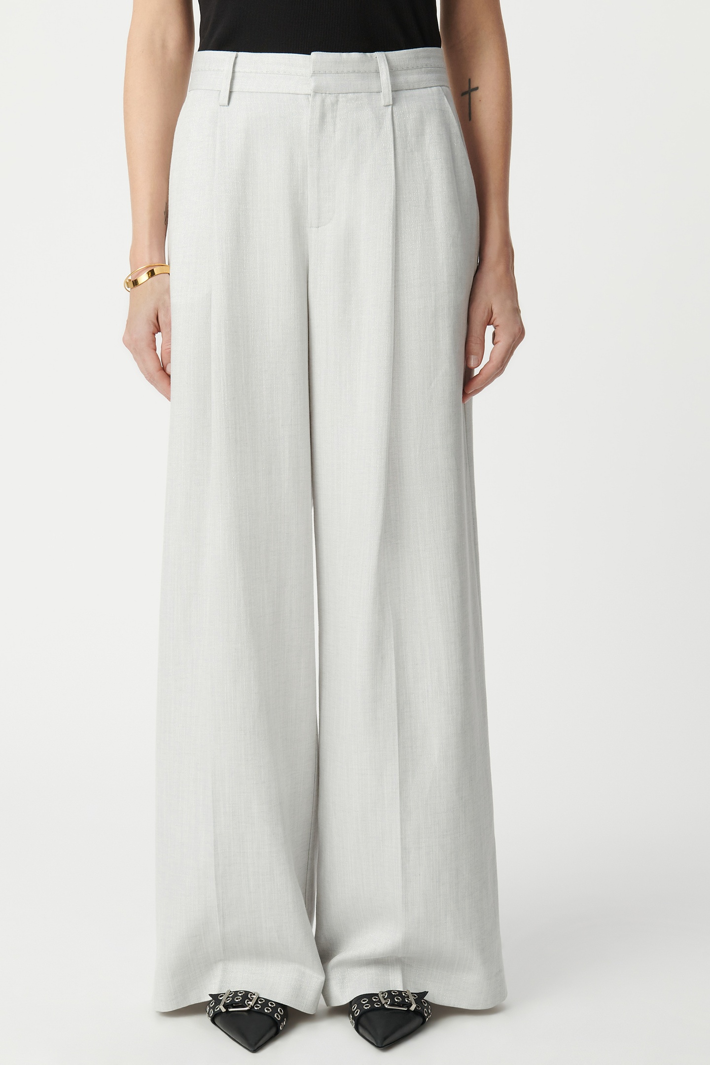 WIDE-LEG GRAY SEQUINED SUIT PANTS 2