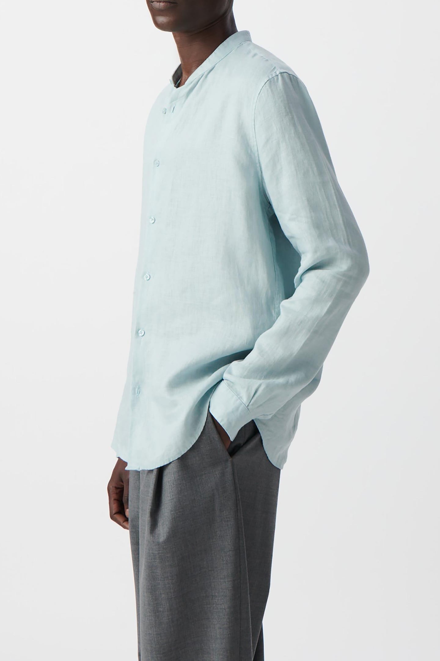 HORIZON LINEN REGULAR SHIRT WITH MANDARIN COLLAR 3