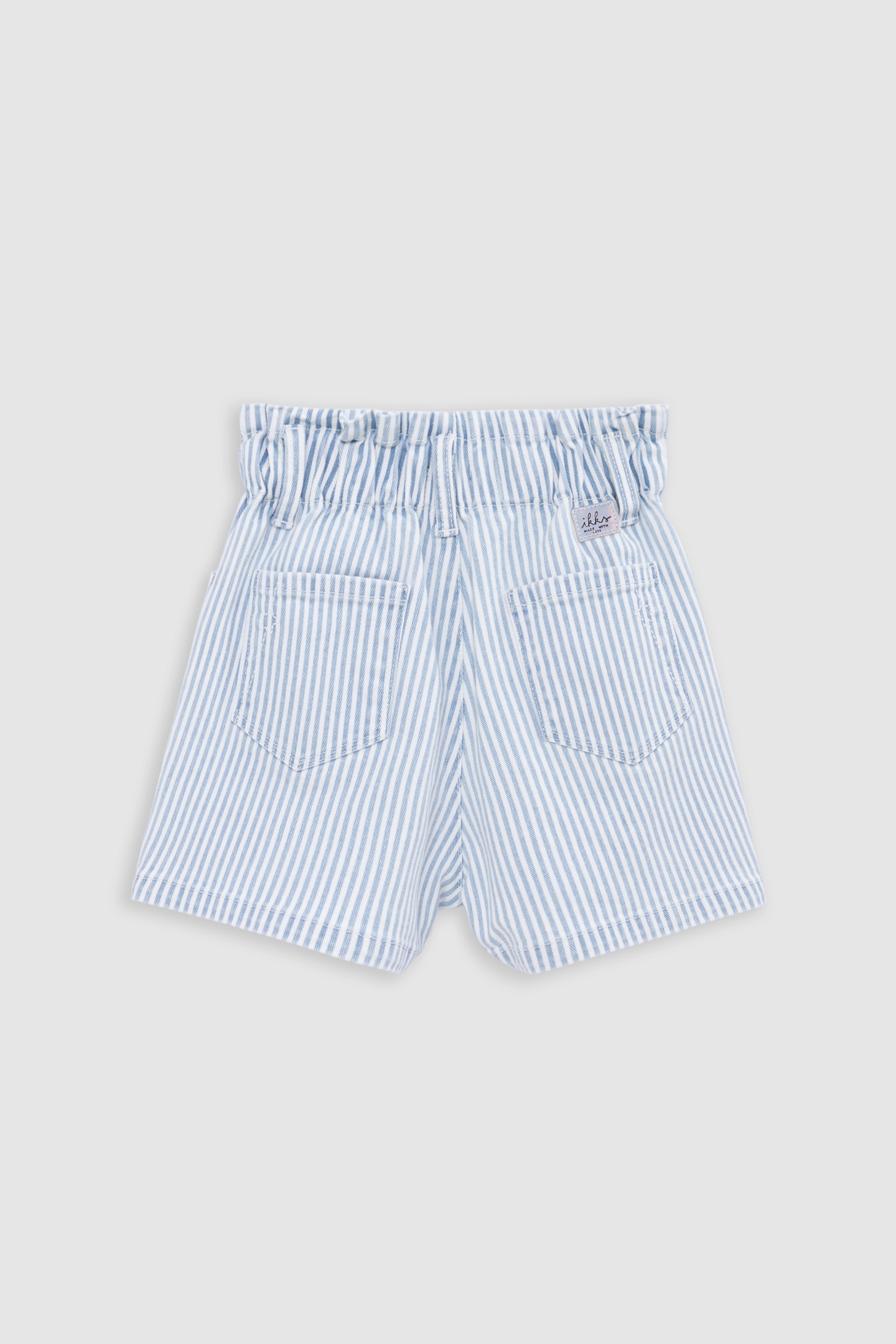 WHITE DENIM SHORTS WITH BLUE STRIPES 2
