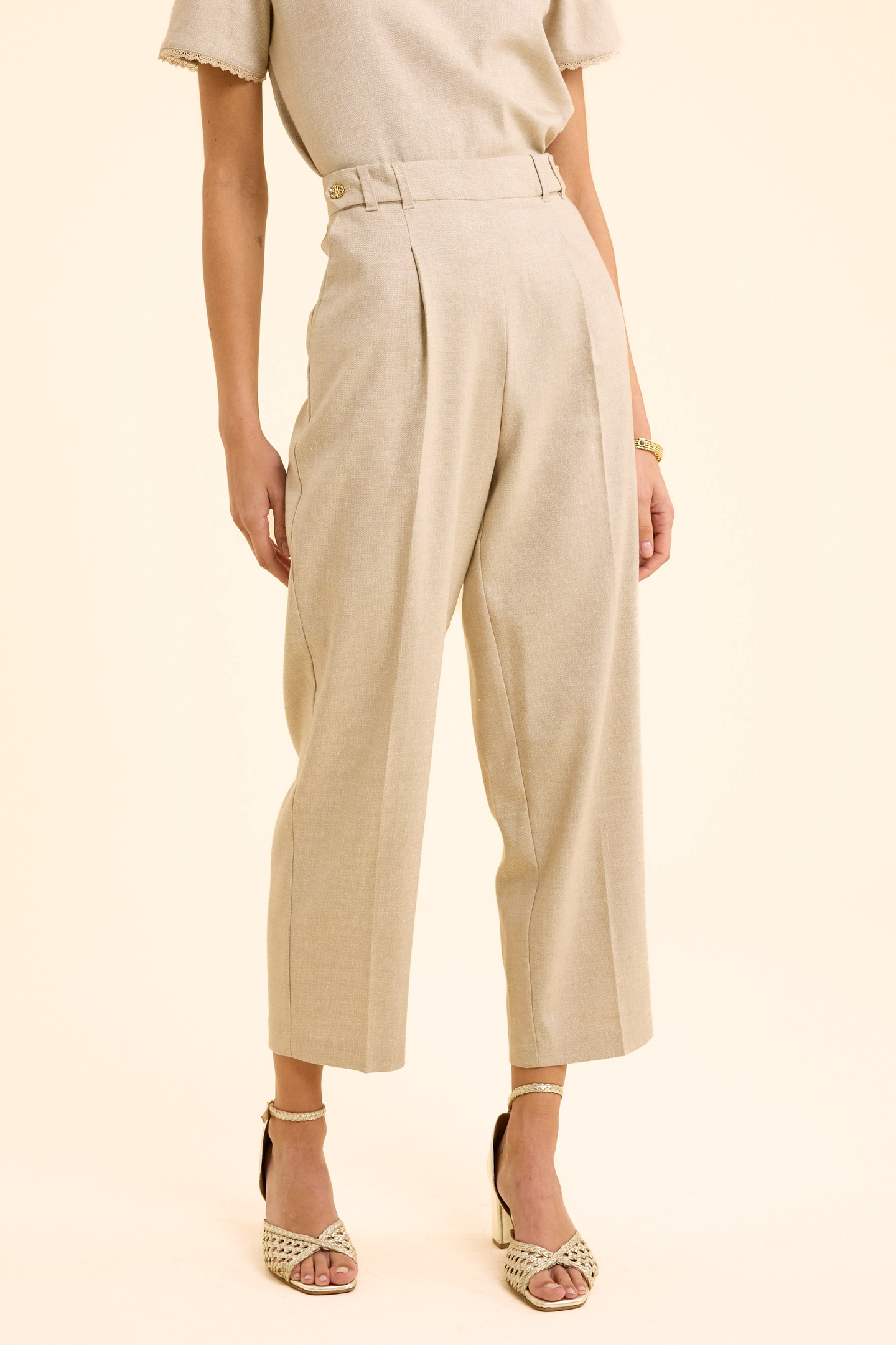 GOLD BEIGE SUIT TROUSERS ECRU 2