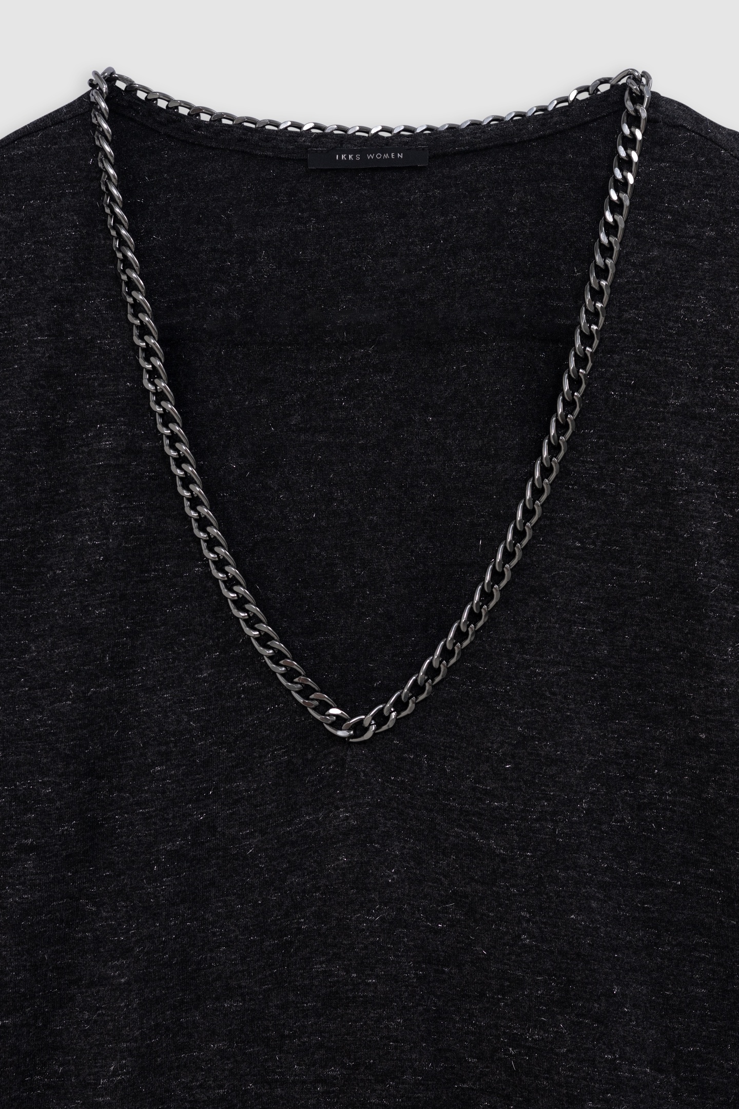 GREY SEQUINED V-NECK JEWEL T-SHIRT 1