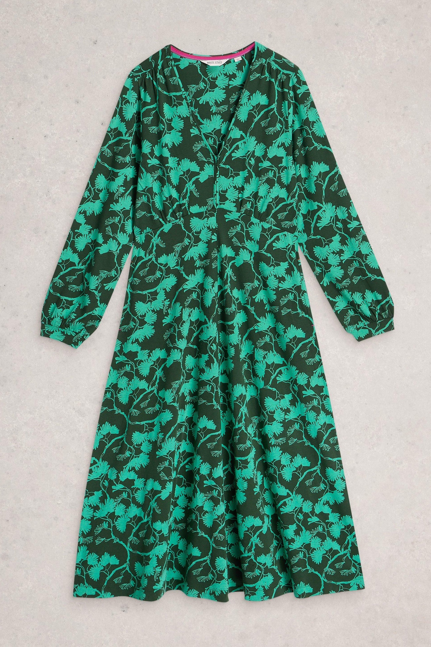 MEGAN JERSEY DRESS GREEN PRINT 3