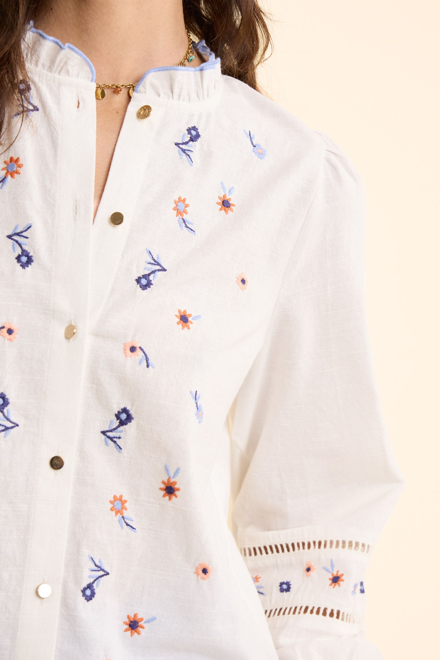 OFF-WHITE BLOUSE EMBROIDERED WITH FLOWERS MULTICO 7
