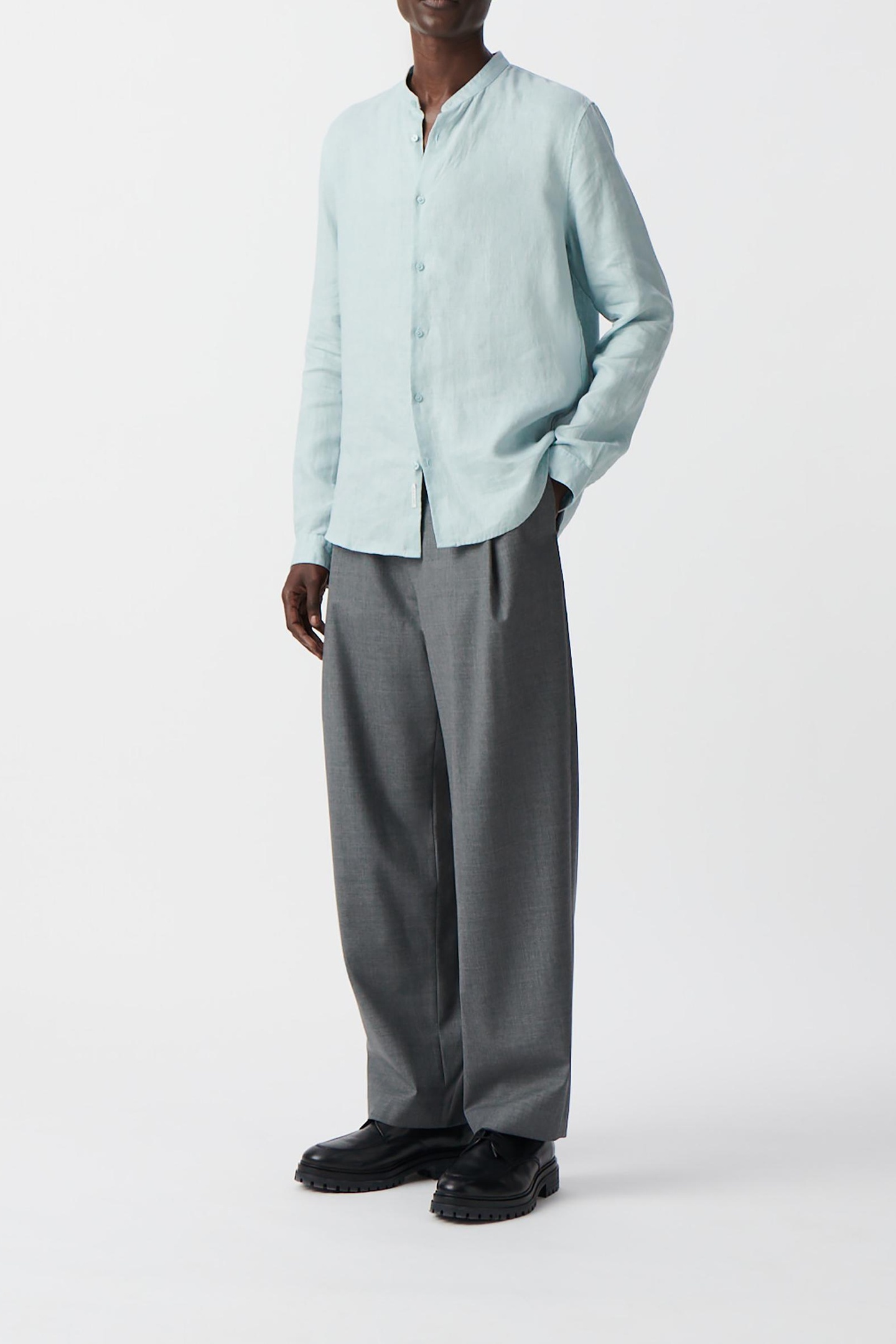 HORIZON LINEN REGULAR SHIRT WITH MANDARIN COLLAR 4