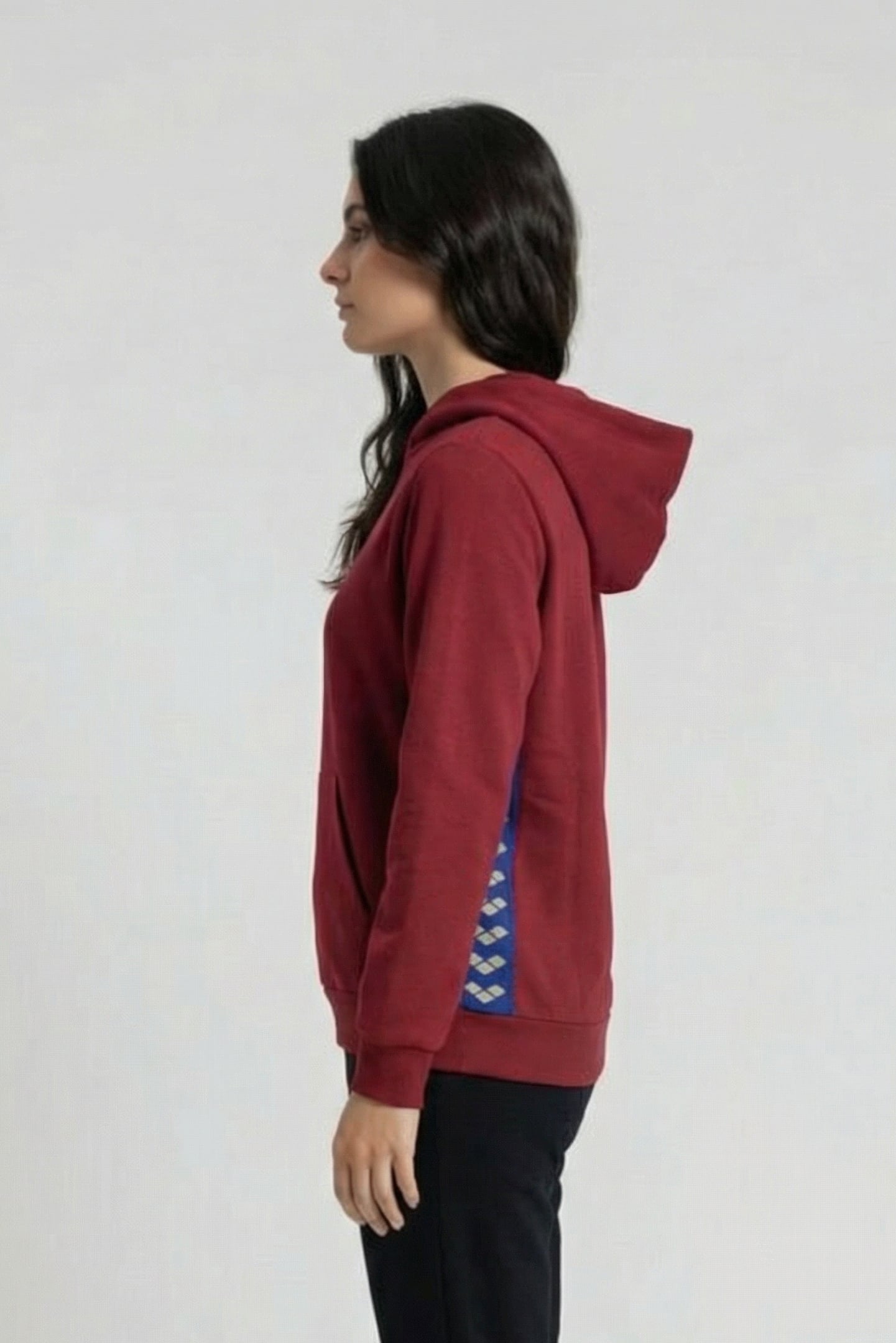 UNISEX ARENA ICONS HOODED SWEAT SOLID BURGUNDY NEON BLUE 5