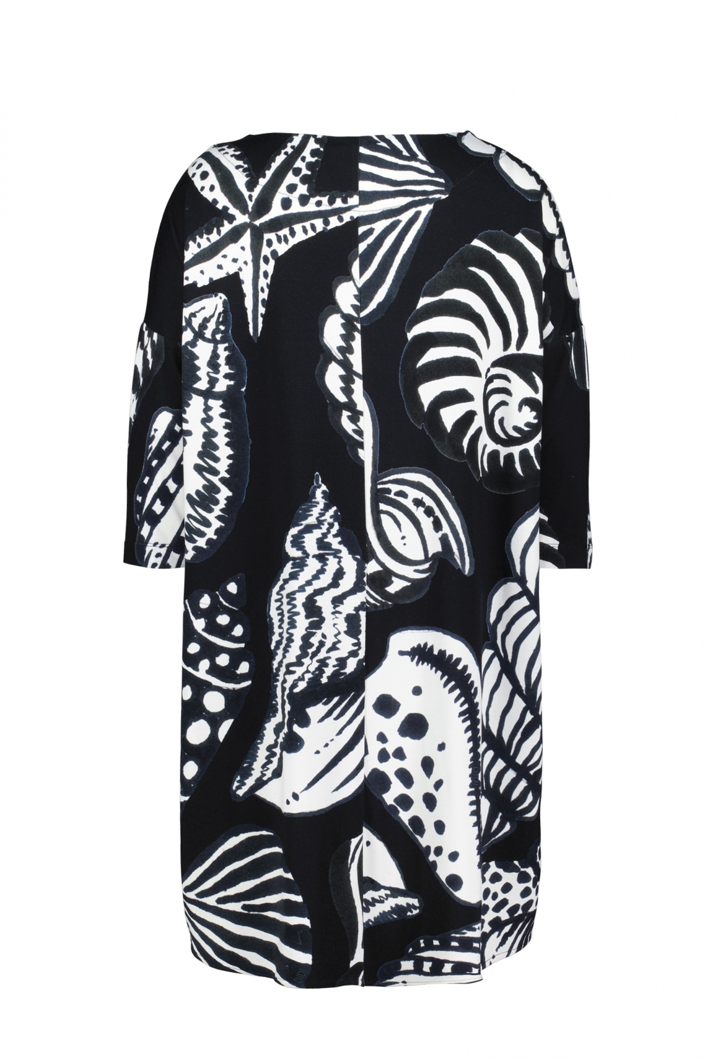EASY LOOSE DRESS IN BLACK WITH SHELL SYMPHONY PRINT. 5