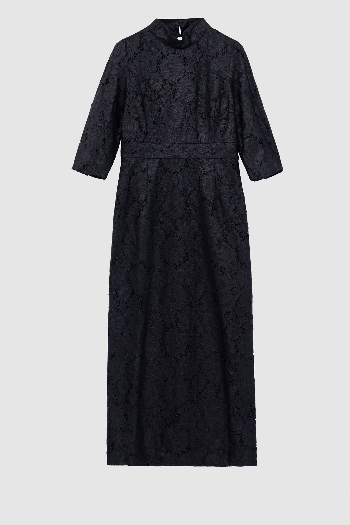 BLACK COATED LACE MIDI DRESS 4