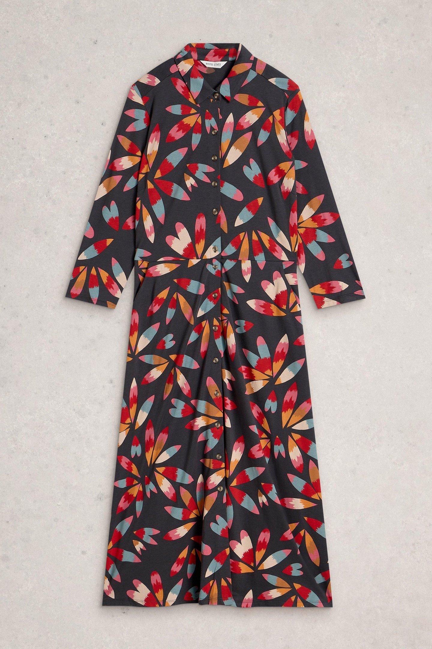 RUA JERSEY SHIRT DRESS GREY MULTI 4