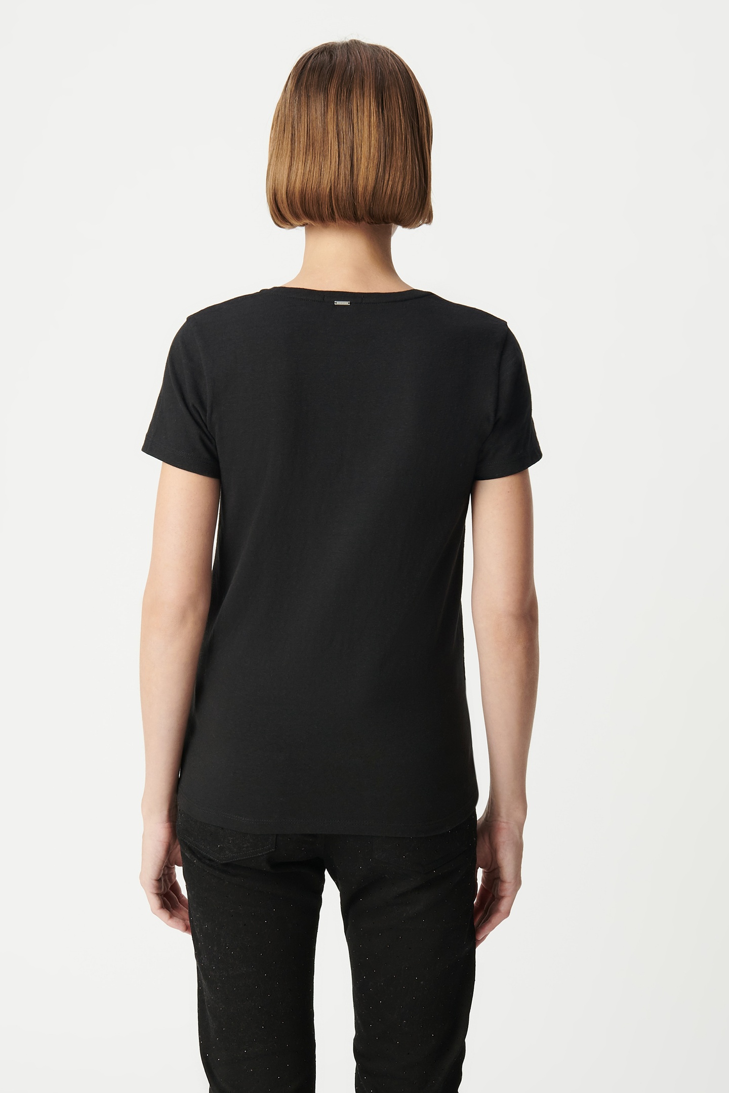 BLACK ORGANIC COTTON PEACE AND LOVE STUDDED TEE-SHIRT 4