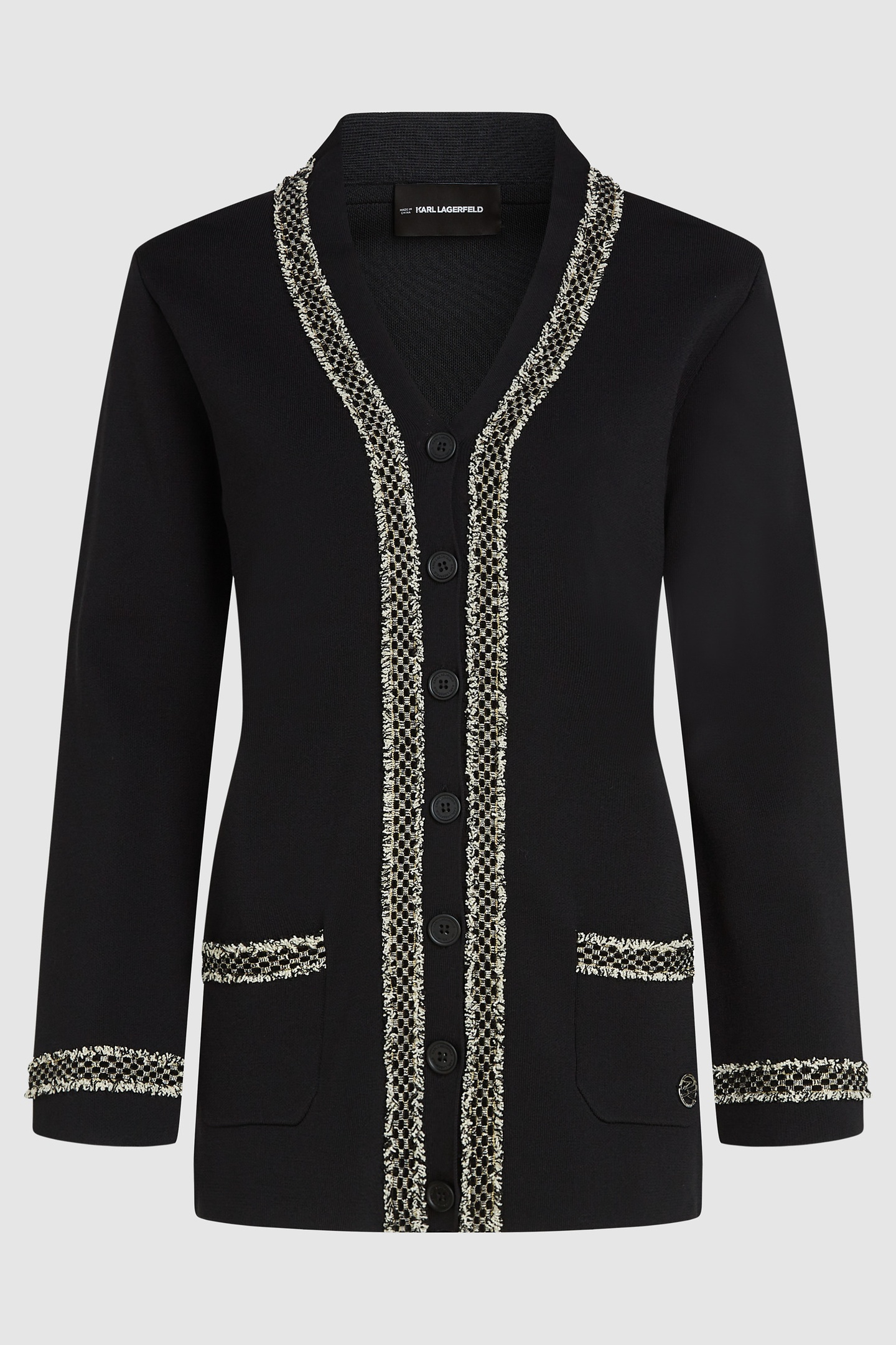 BLACK BOUCLE DETAIL CARDIGAN 4