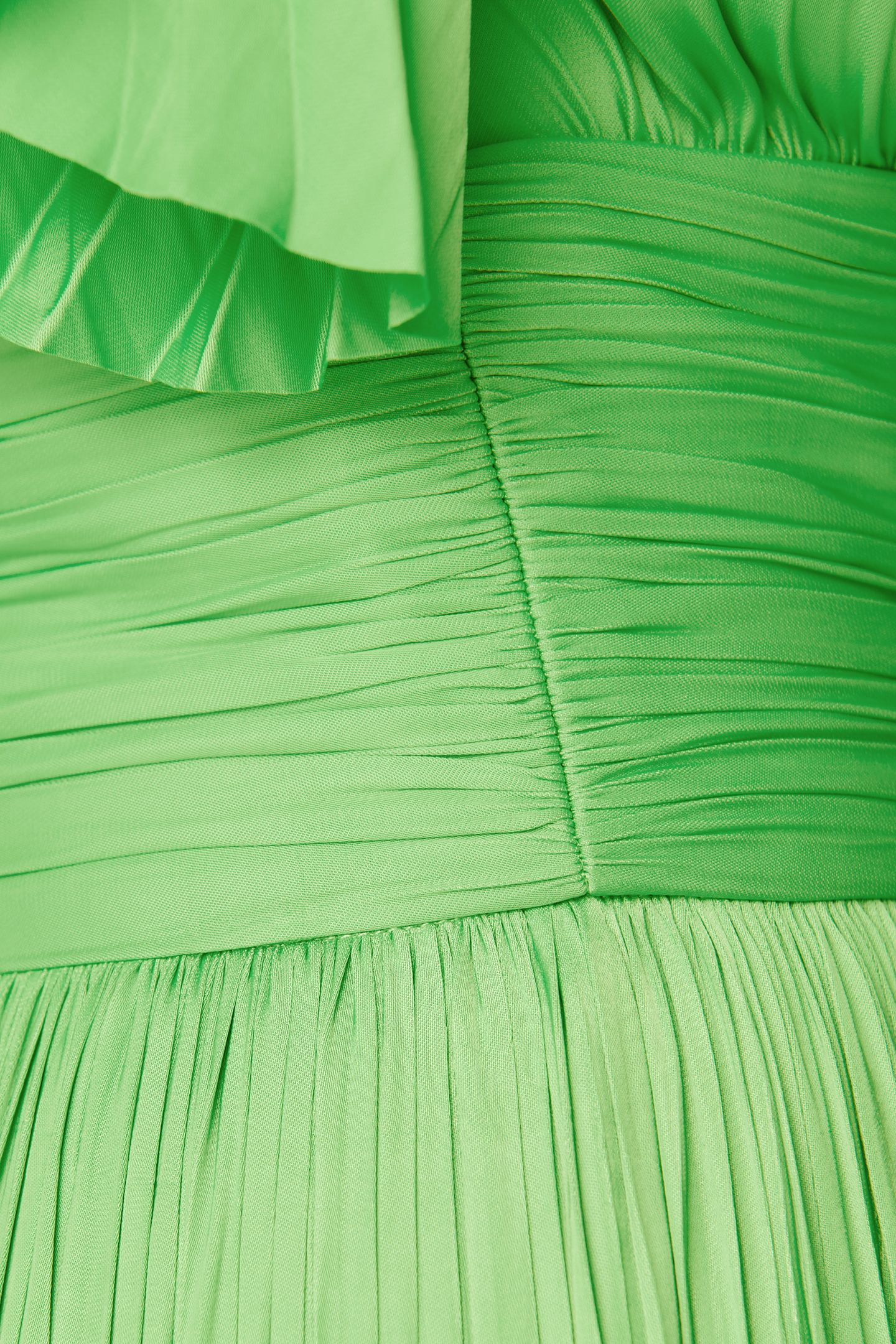 SHORT GREEN SATIN PLEATED DRESS 6