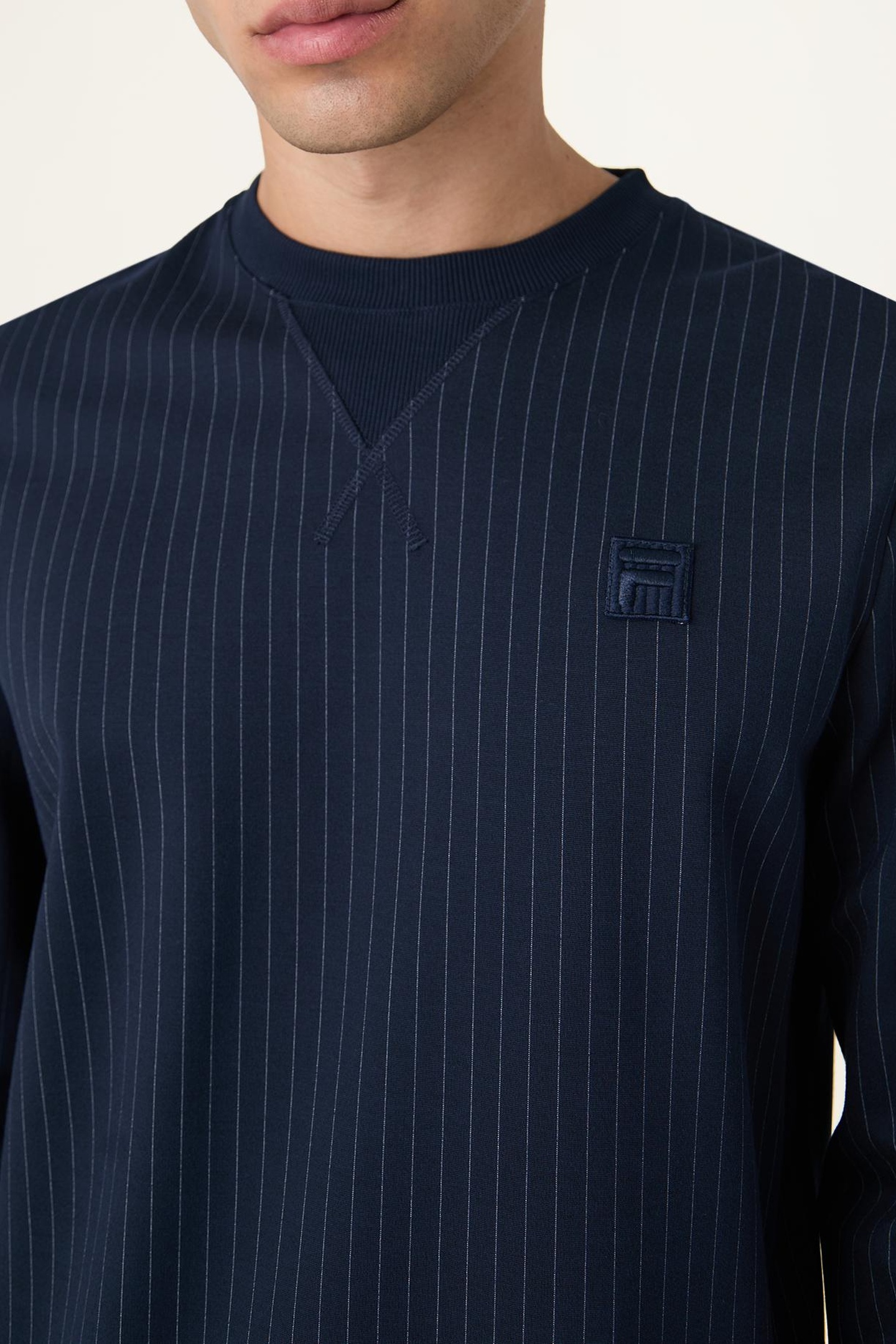BRERA REGULAR PINSTRIPED CREWNECK SWEATSHIRT BLACK 1