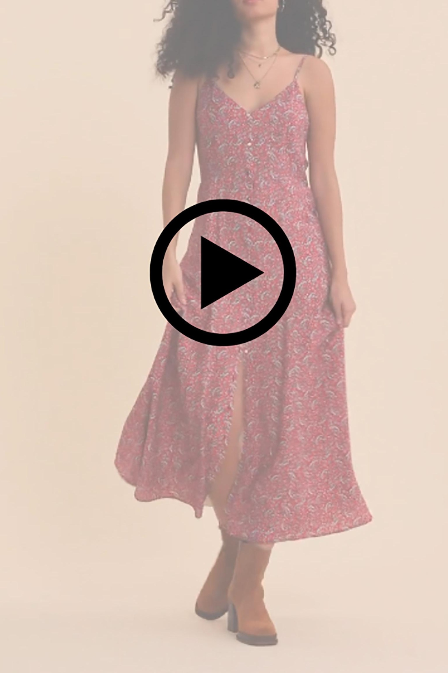 RED STRAPPY DRESS WITH PAISLEY PRINT CARMINE RED 3