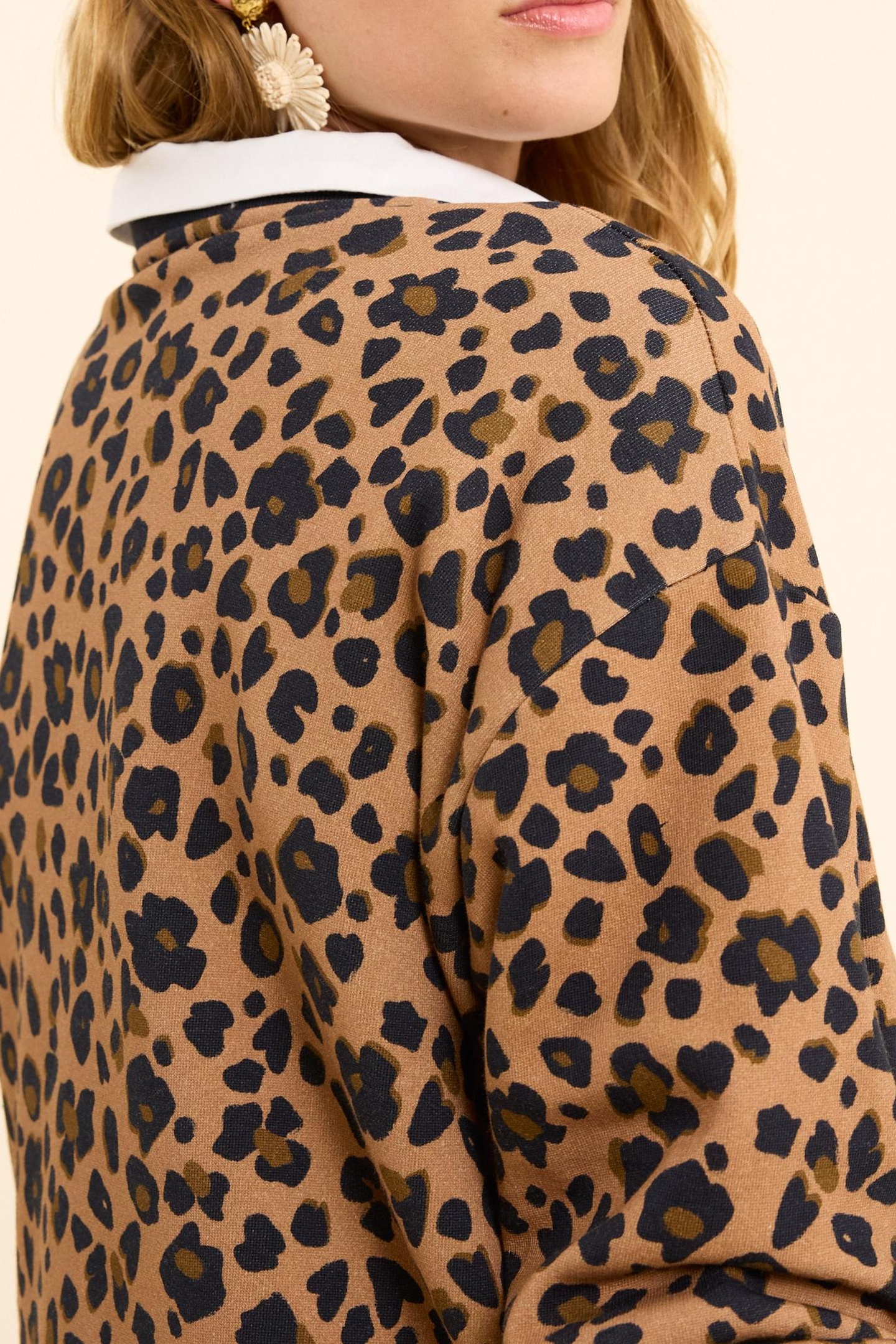 LEOPARD SWEATSHIRT WITH HEART EMBROIDERY CAMEL 5