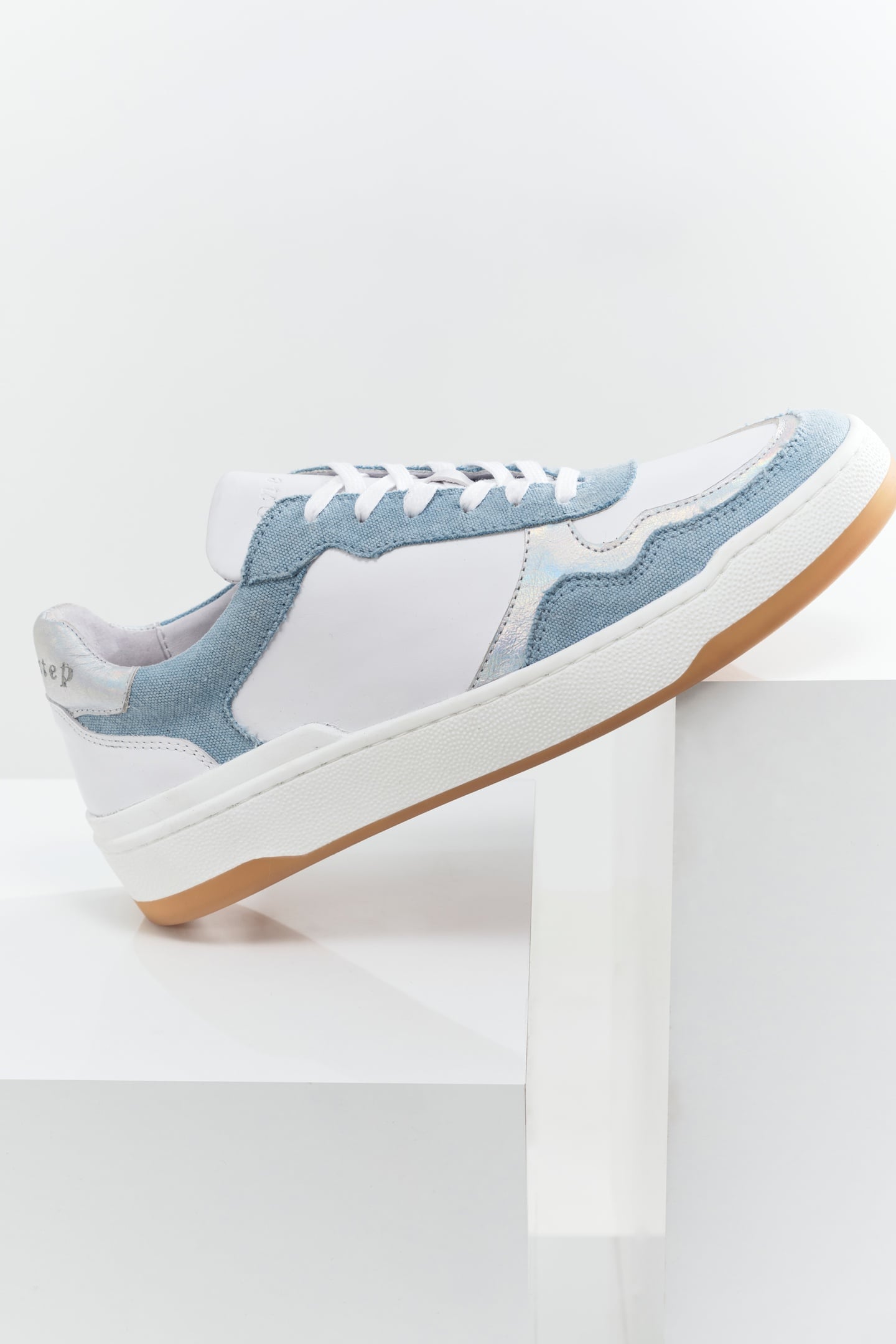 O.JODIE - WHITE, BLUE, SILVER LEATHER SNEAKERS 1