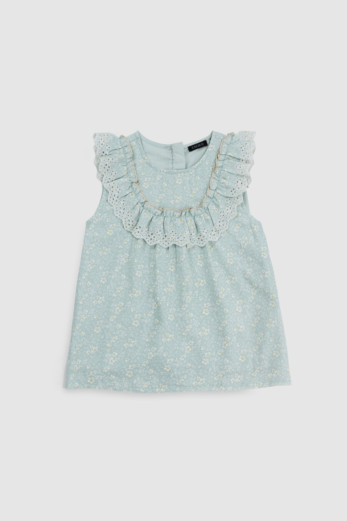 WATER GREEN FLORAL PRINT BLOUSE 1