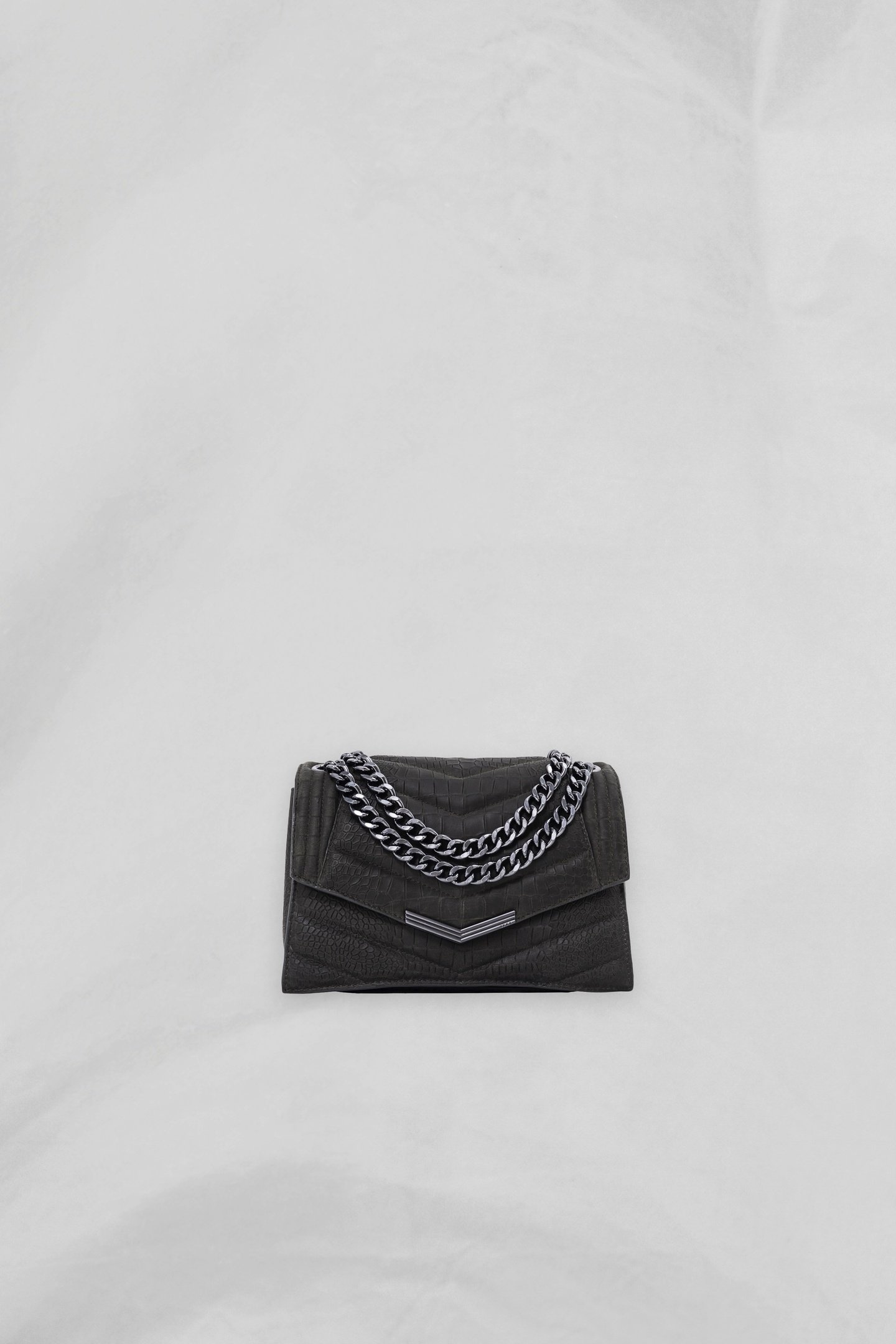 THE 1. ANIMALS KHAKI LEATHER EMBOSSED CROCODILE SIZE M 2