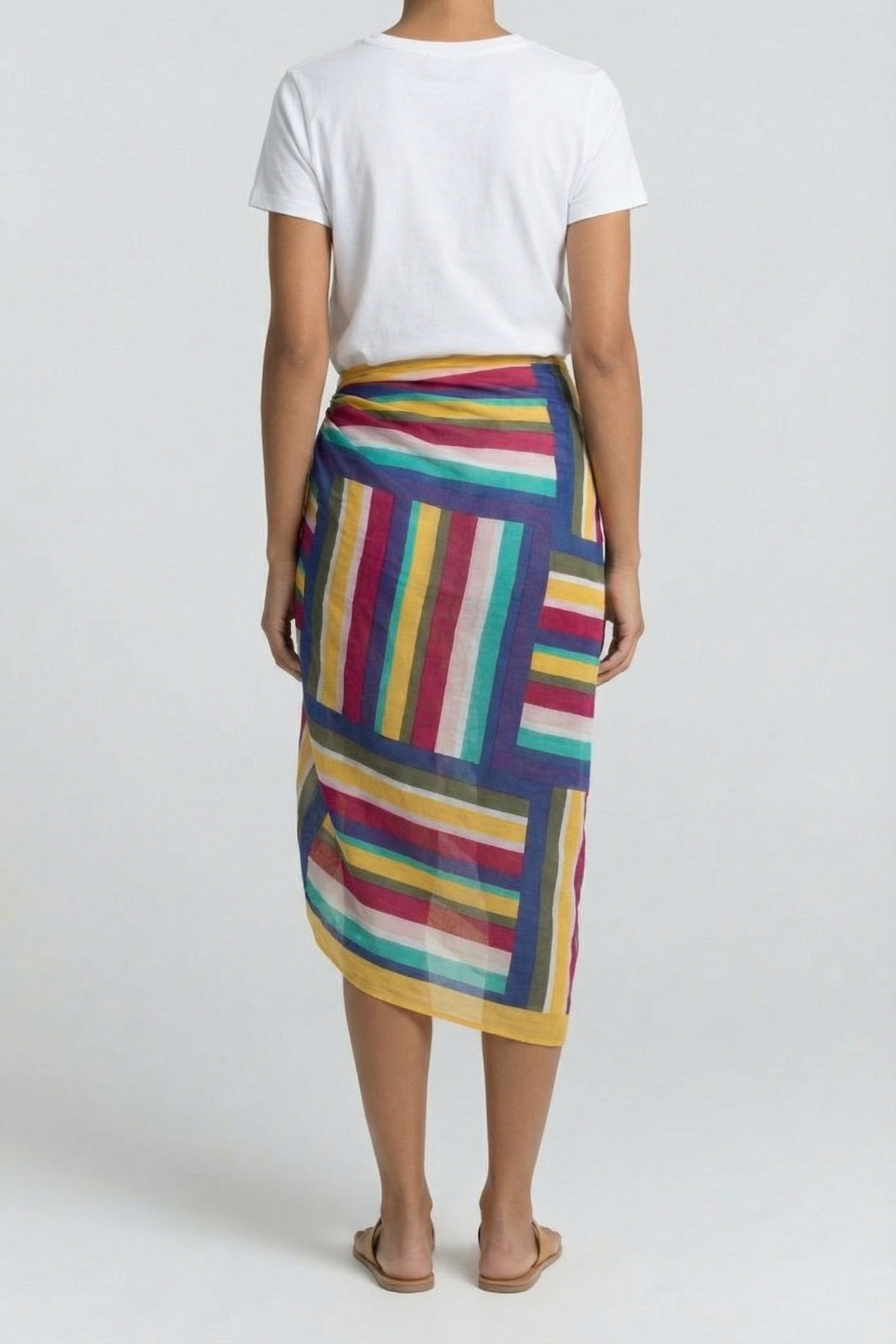 ALMA - BLUE SARONG WITH STRIPED COLOUR PATTERNS 2