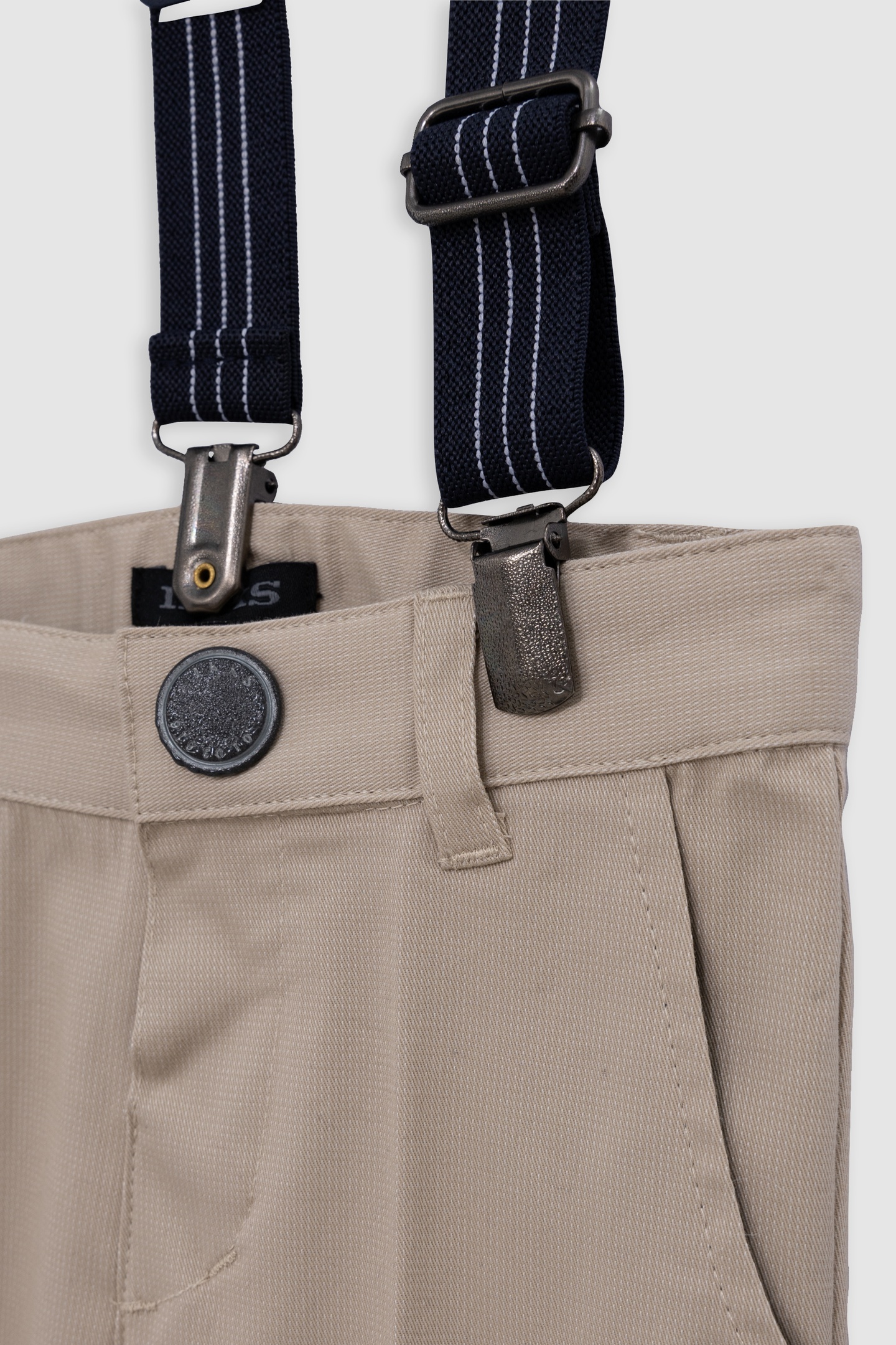 STRIPED BEIGE FORMAL PANTS WITH STRAPS 4