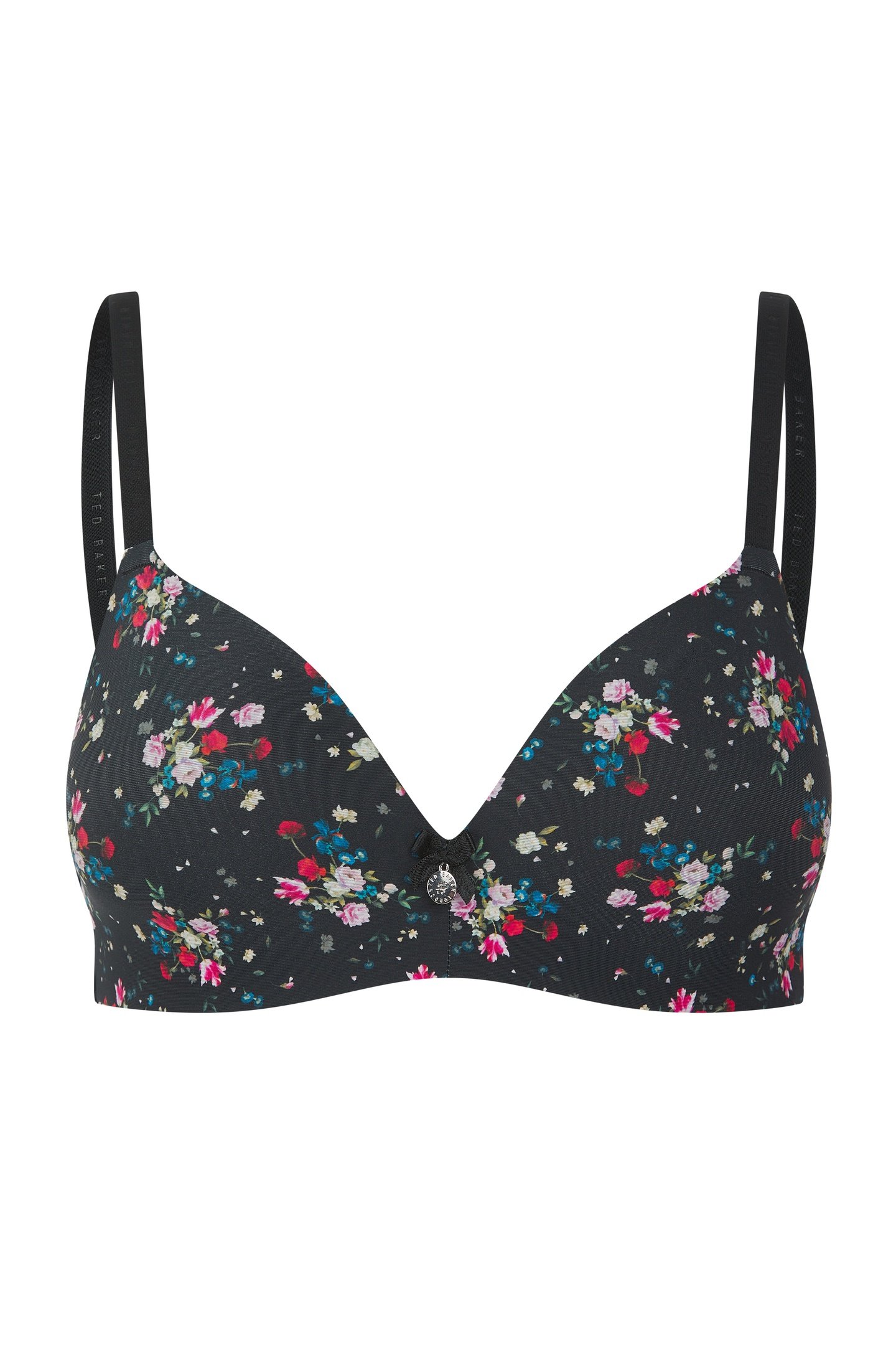 FABEL 2 PK DITSY ROSE PRINT WIRELESS SHAPIING BRA JET BLACK  3