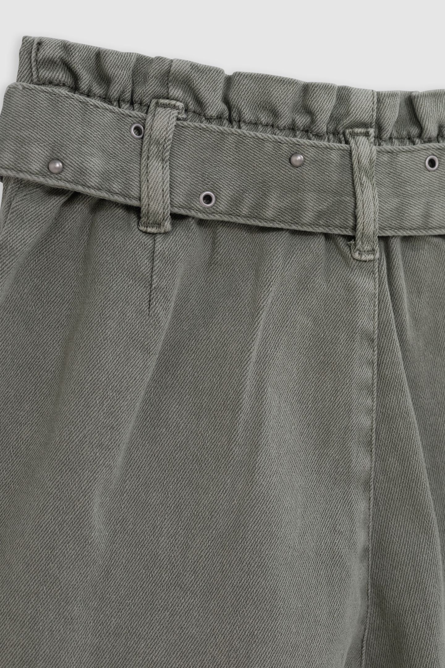 KHAKI DENIM SHORTS WITH STUDDED BELT AND EYELETS 7