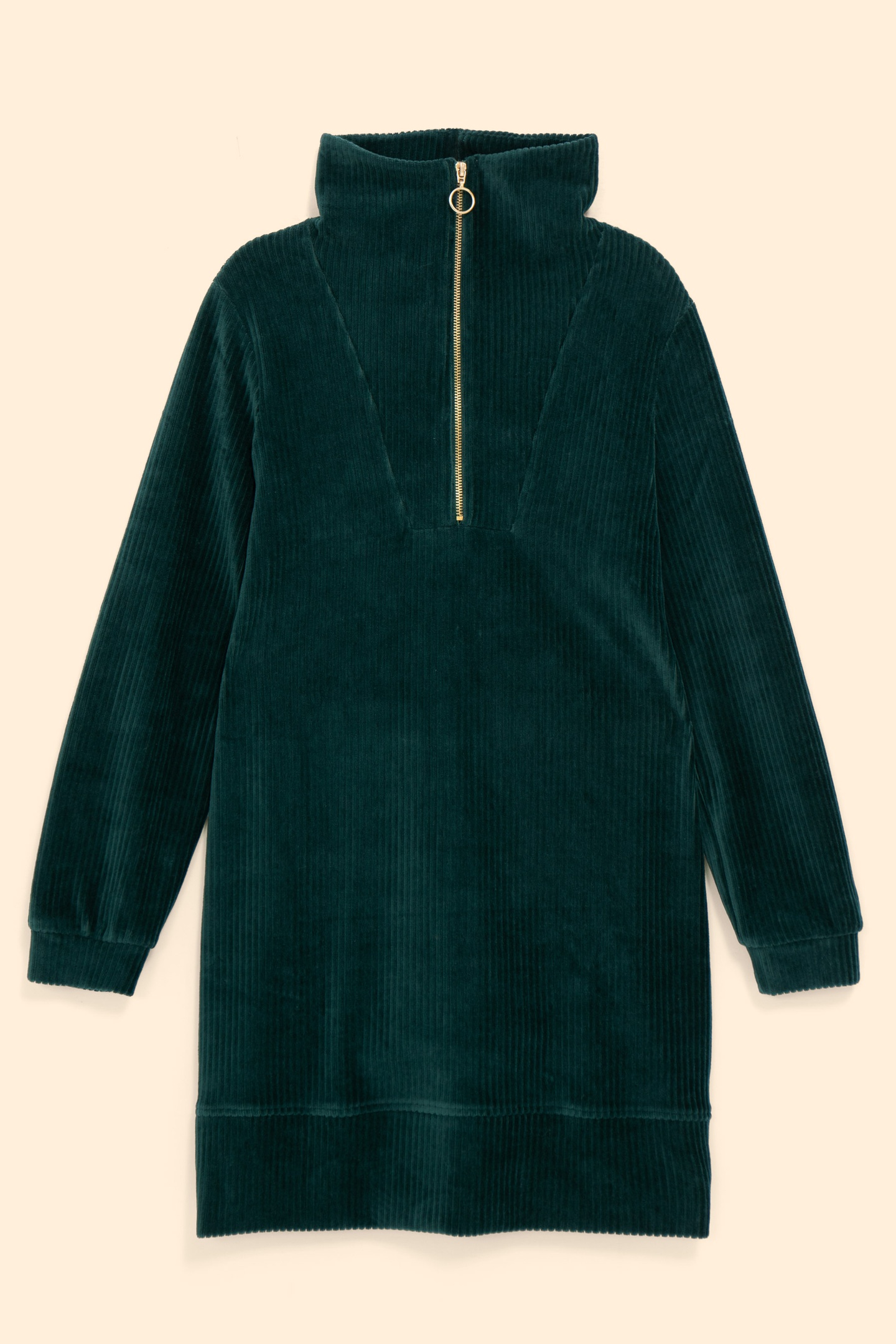 MIDNIGHT GREEN RIBBED VELVET DRESS MIDNIGHT GREEN 5