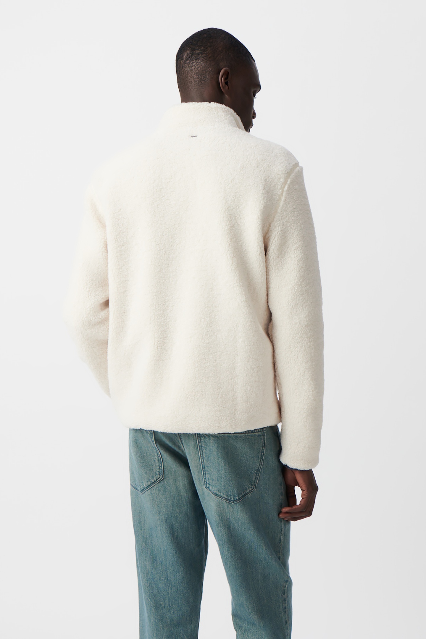 OFF-WHITE SHERPA SWEATSHIRT WITH COLLAR AND ZIPPED POCKETS 4