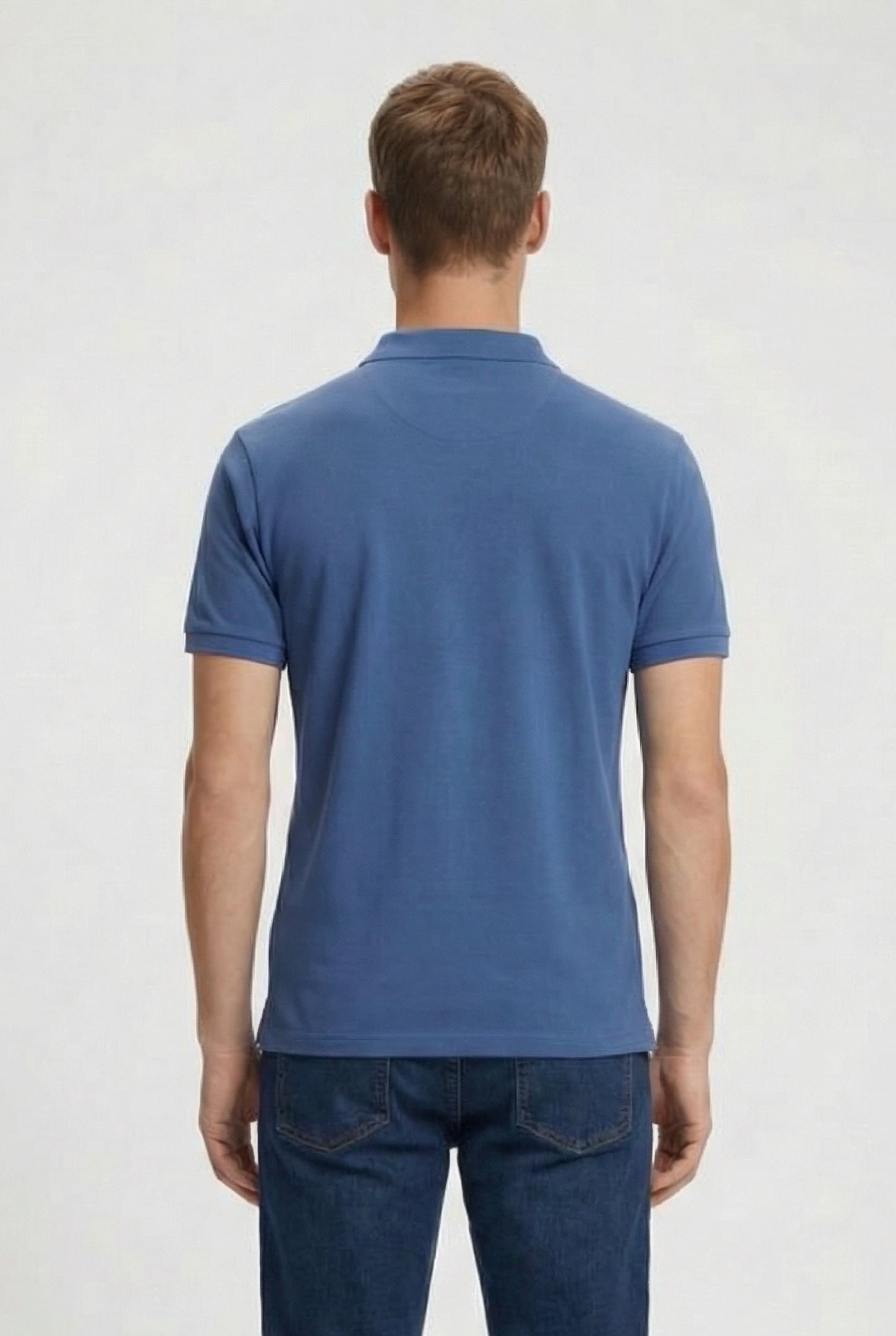 MEN'S POLOSHIRT SOLID COTTON PIQUET GREY BLUE-NAVY 2