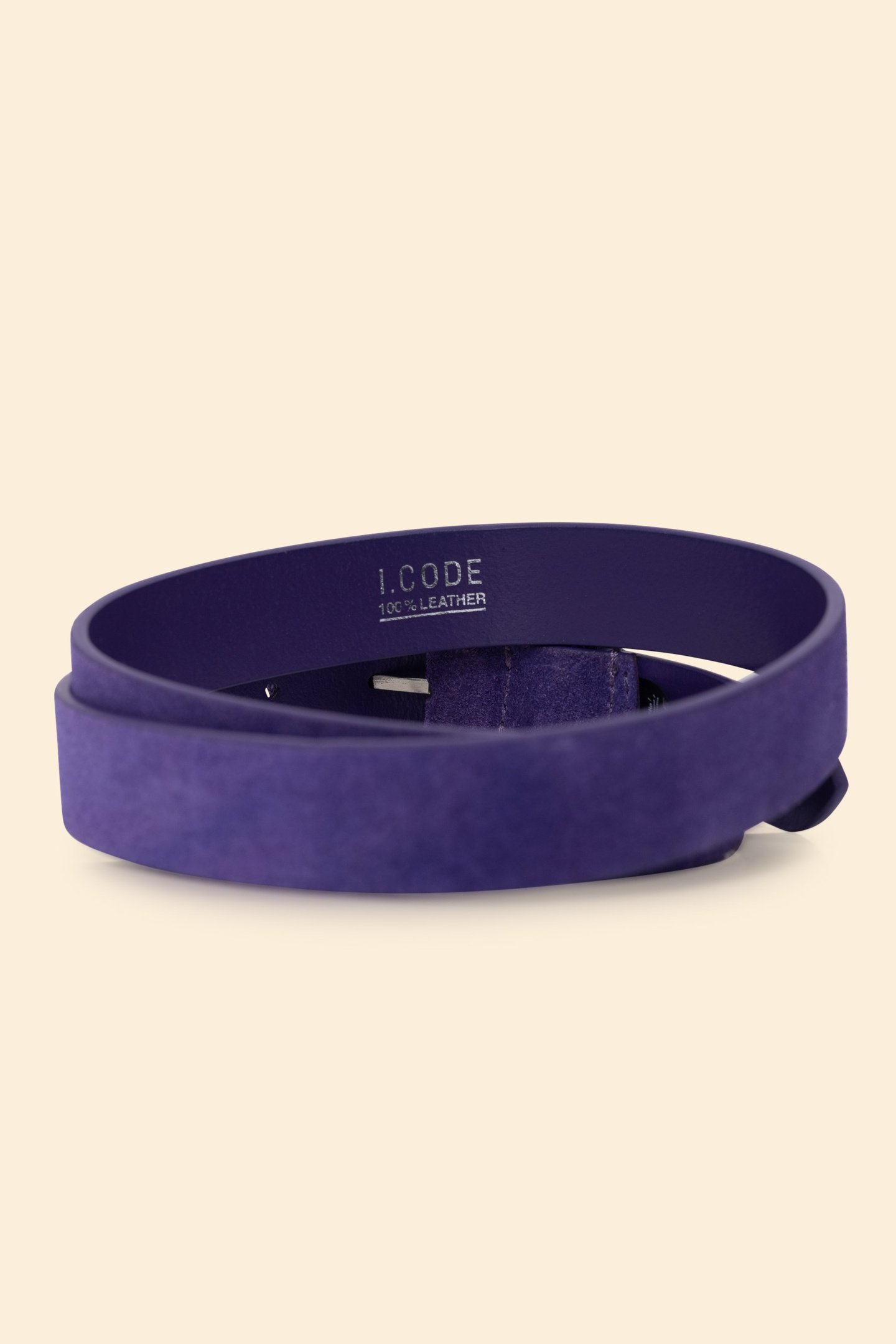 PURPLE VELOUR LEATHER BELT WITH BRAIDED BUCKLE INK 3