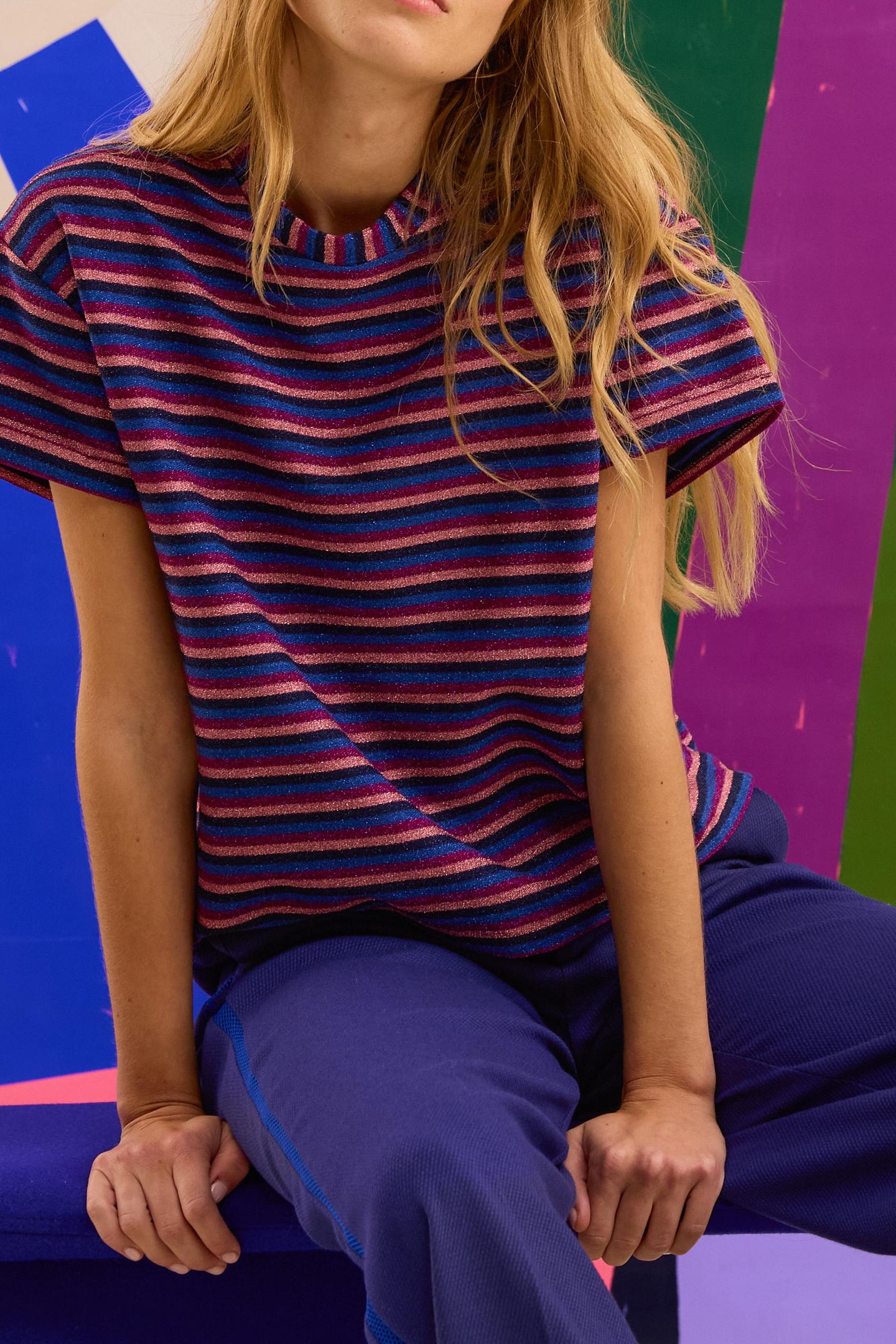 LUREX STRIPED VIOLET T-SHIRT MULTICO VIOLINE 7