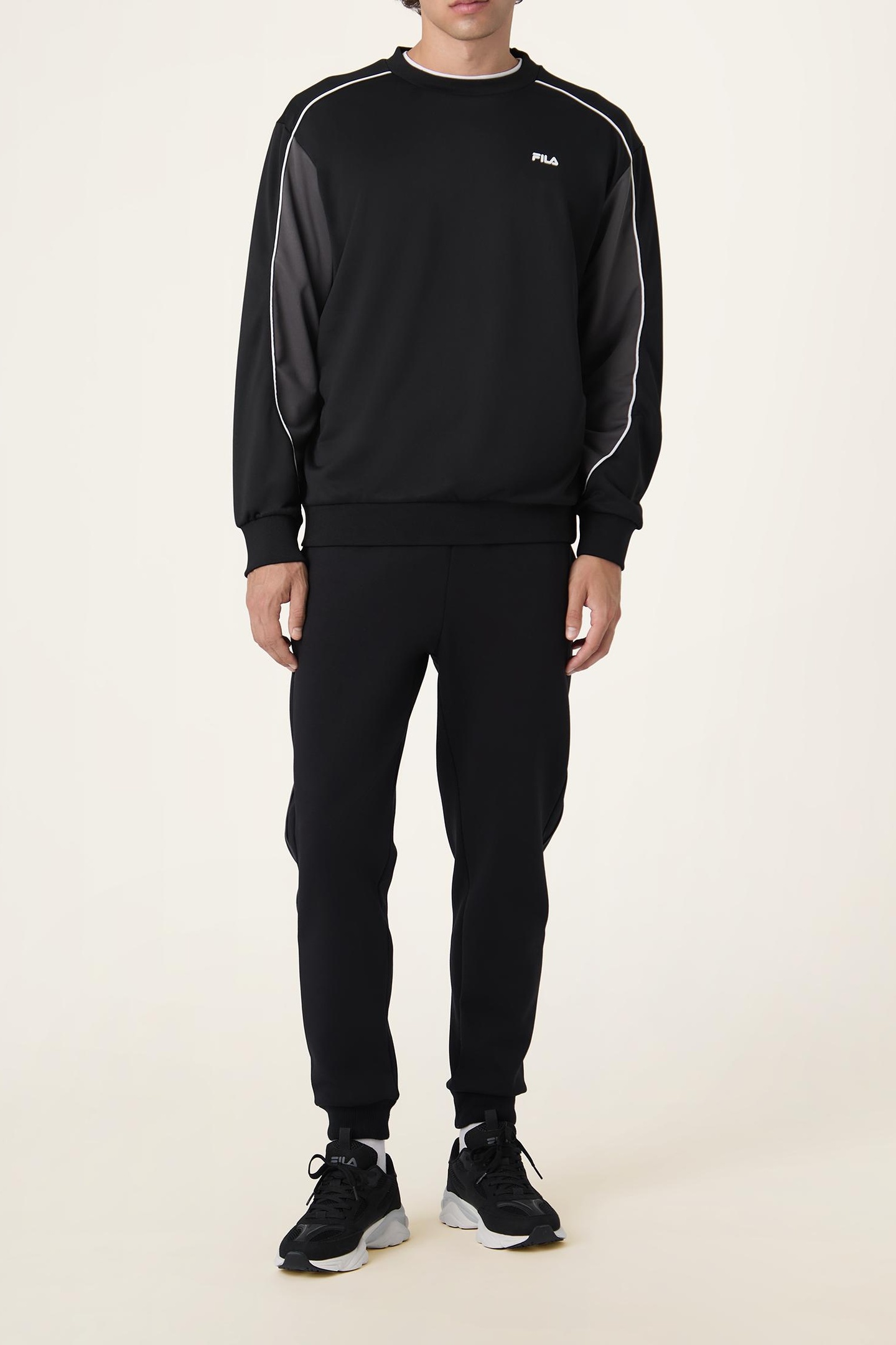 RIVOLI LOOSE BLOCKED CREWNECK SWEATSHIRT BLACK 2