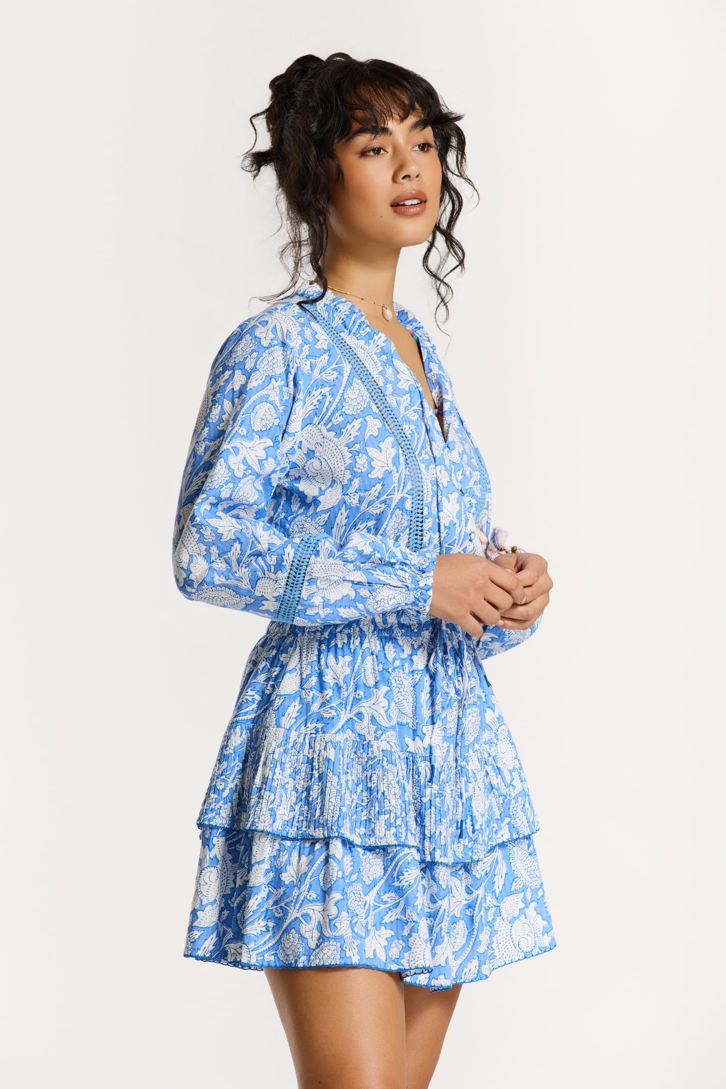 ELSIE BLOUSE FLOWER BLUE PERIWINKLE FLOWER 3