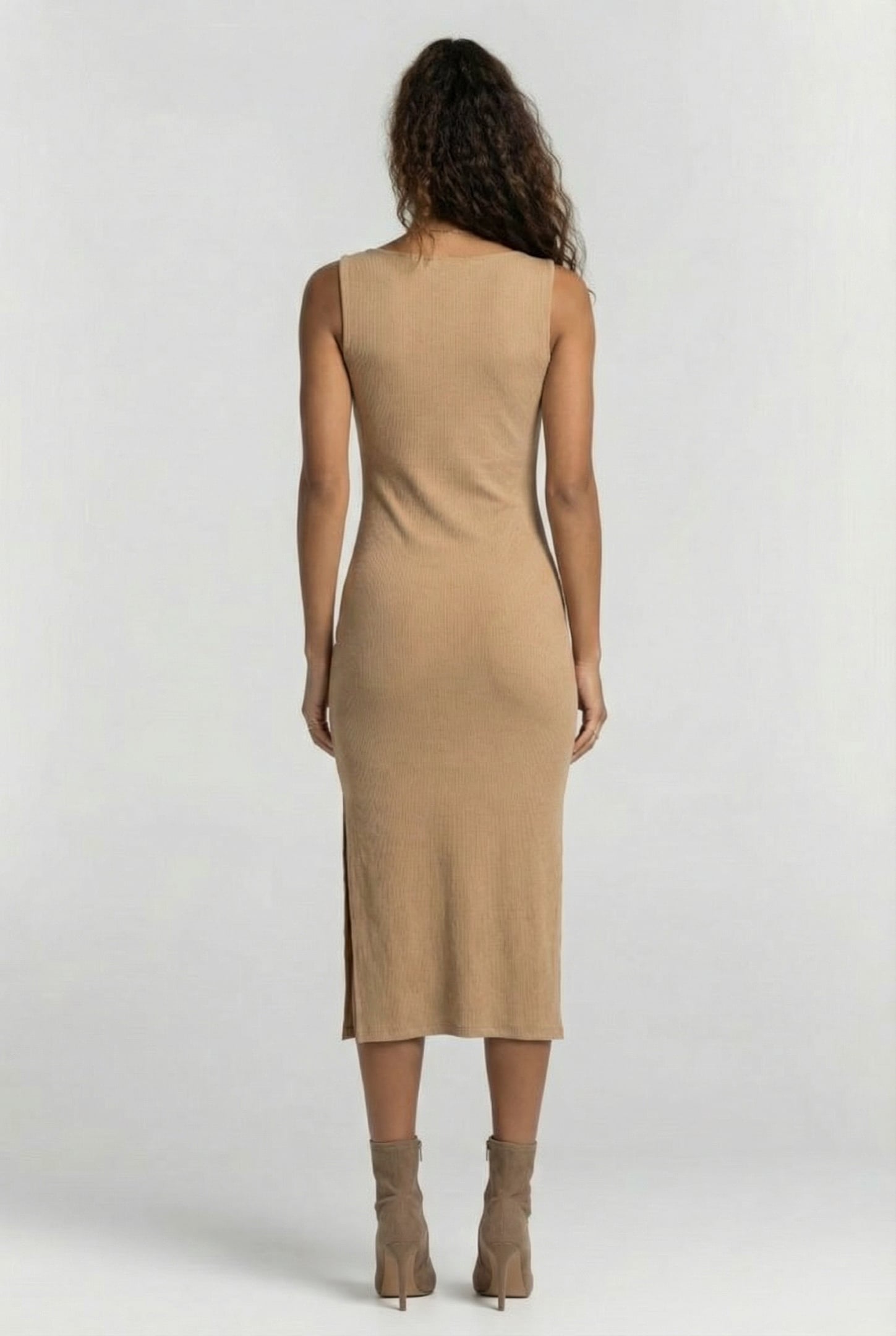 SLASH NECK RIB DRESS MIDI INCENSE 2